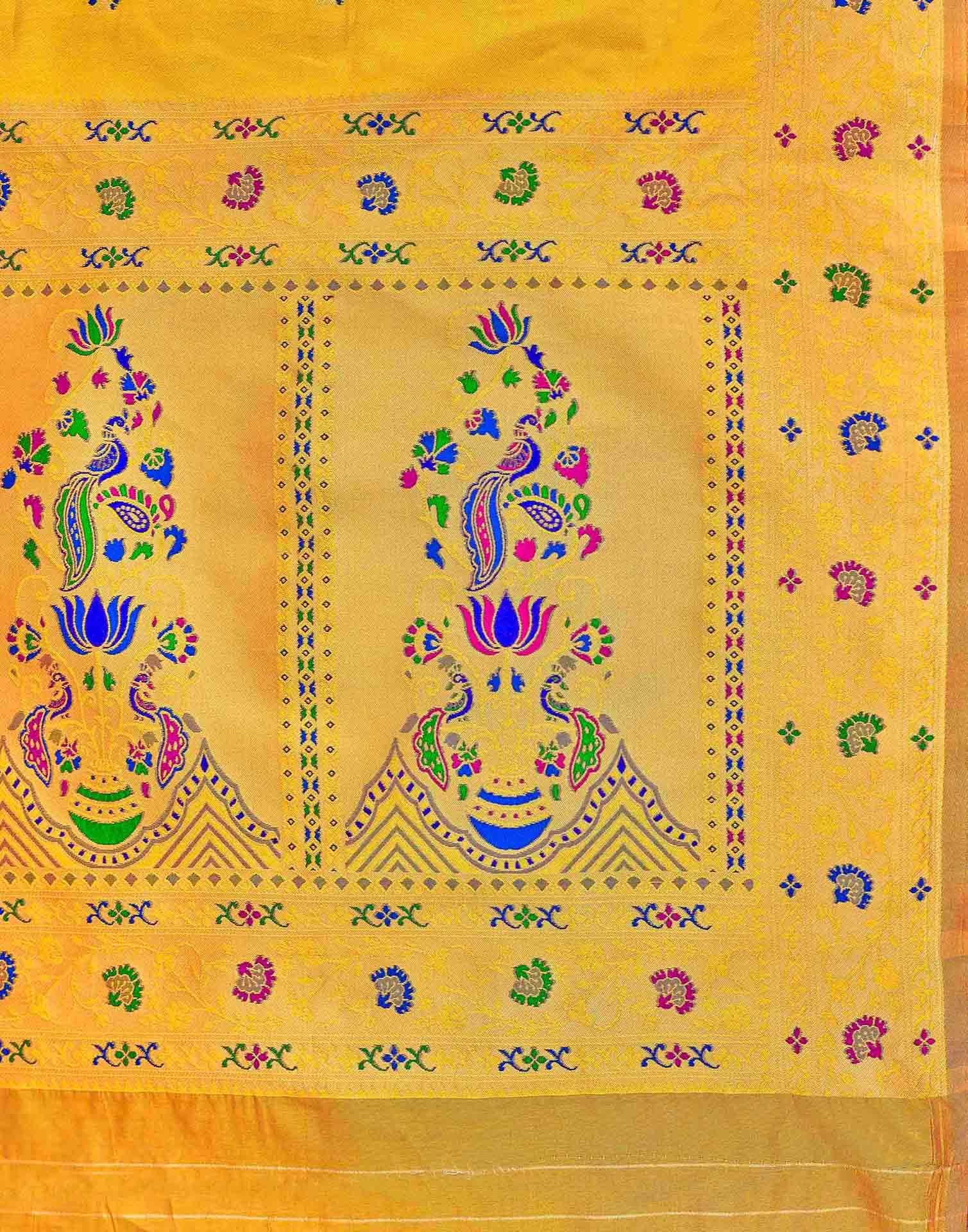 Yellow Silk Woven Paithani Saree