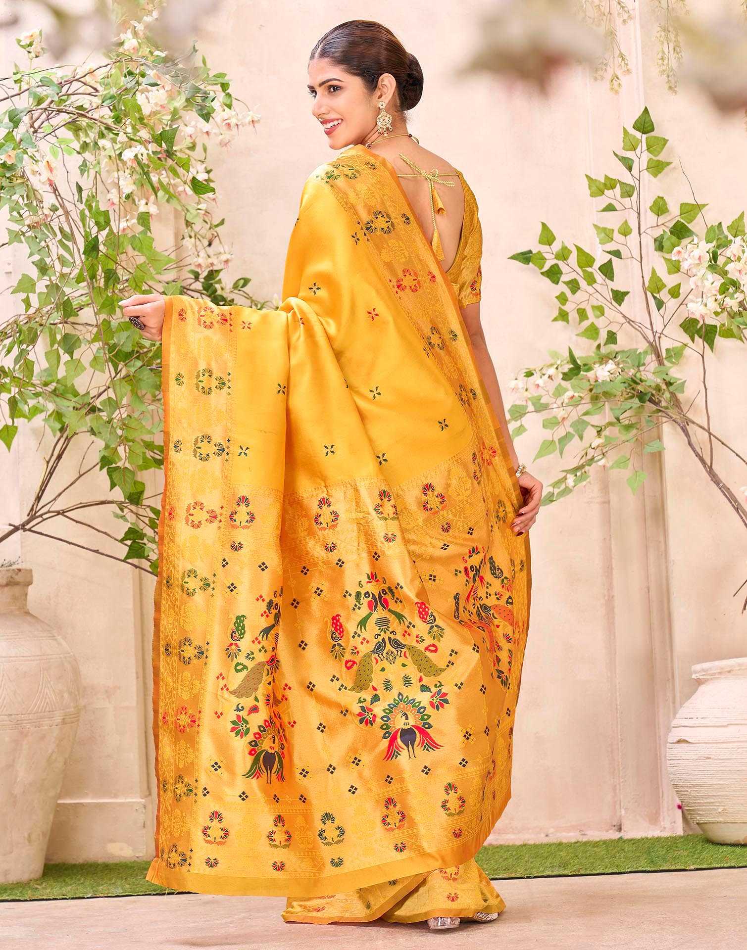 Yellow Silk Woven Paithani Saree