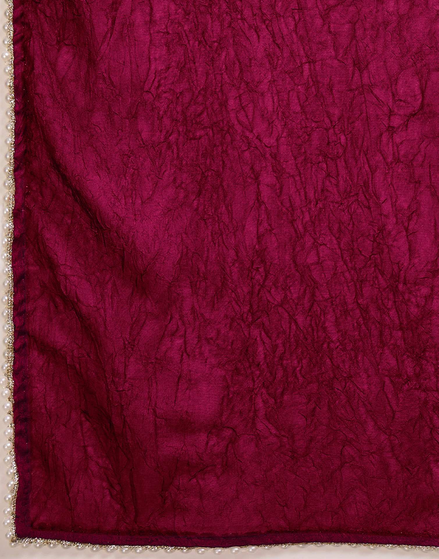 Dark Magenta Crush Silk Pearl Lace Saree