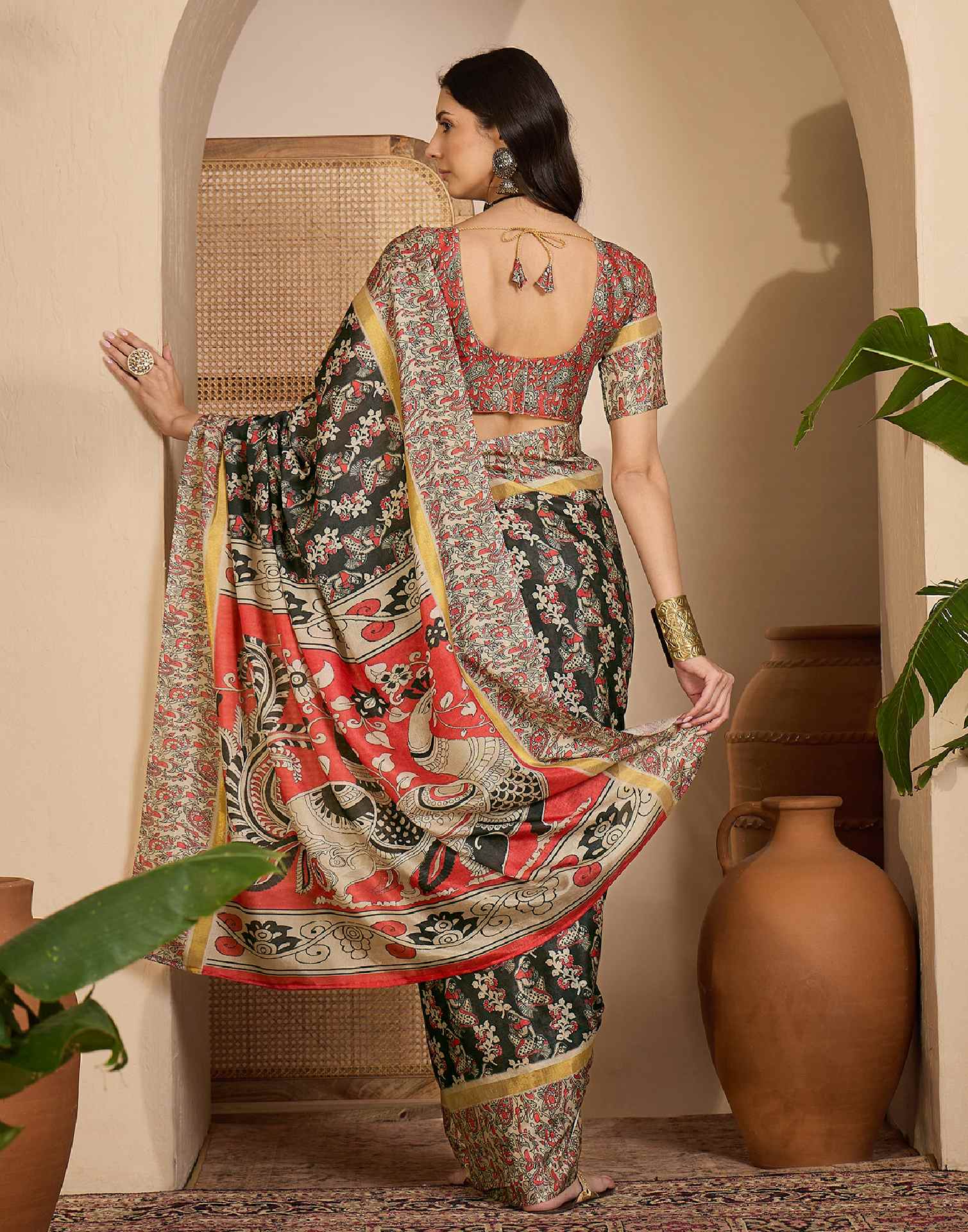Black Cotton Silk Printed Saree