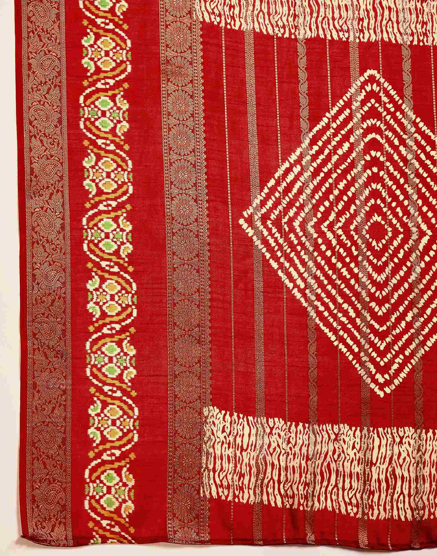 Red Silk Printed Bandhani Saree