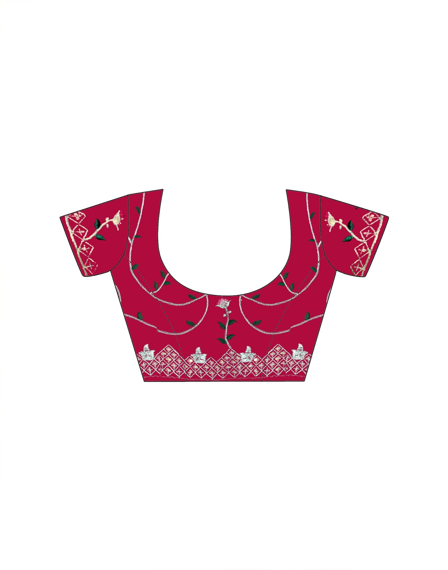 Wine Silk Sequence Embroidery Saree