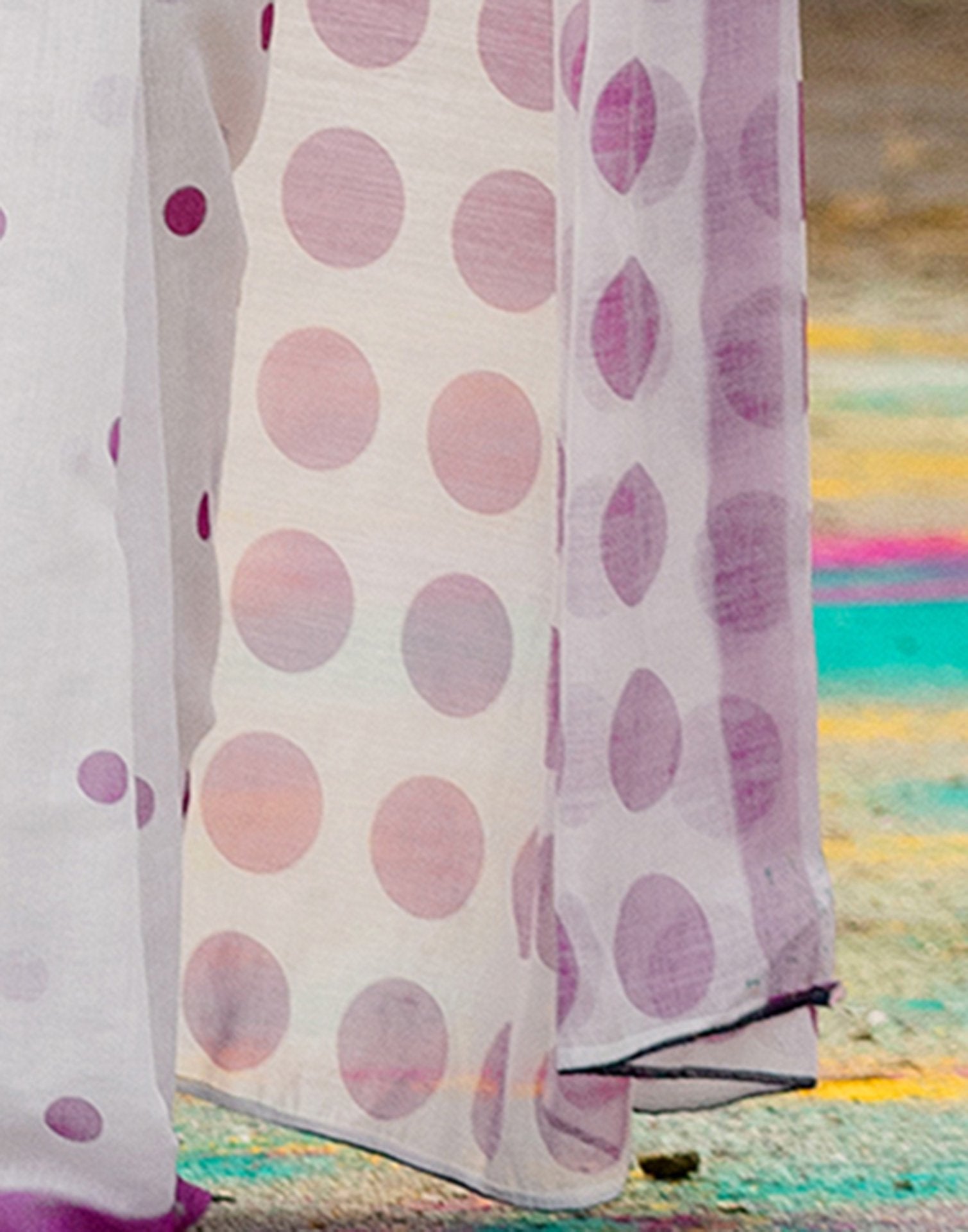 Holi White Linen Printed Saree