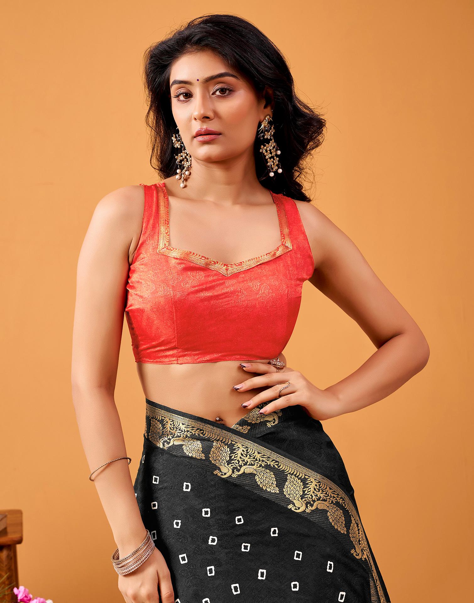 Black Silk Woven Printed Saree