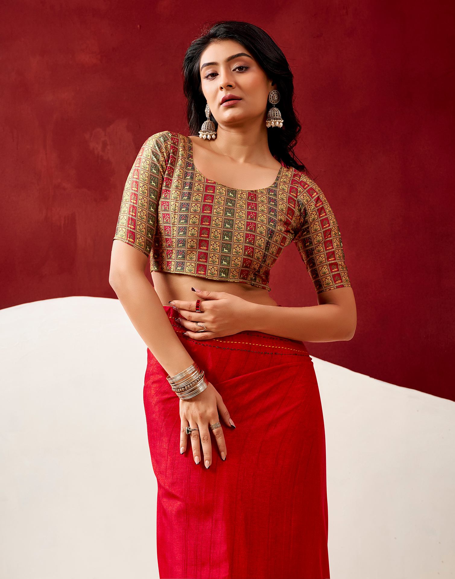 Red Silk Embroidery Saree