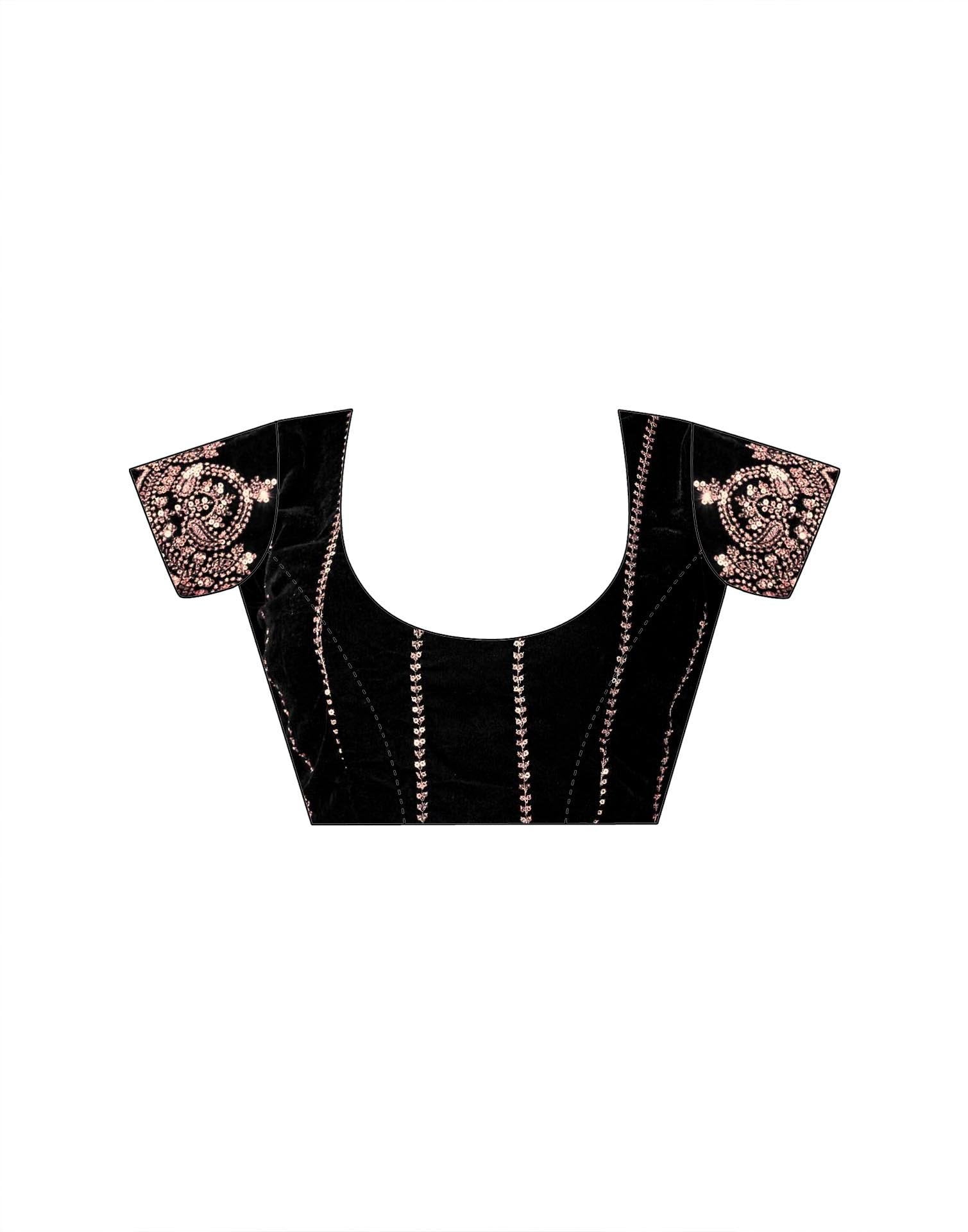 Red Net Sequence Embroidery Saree