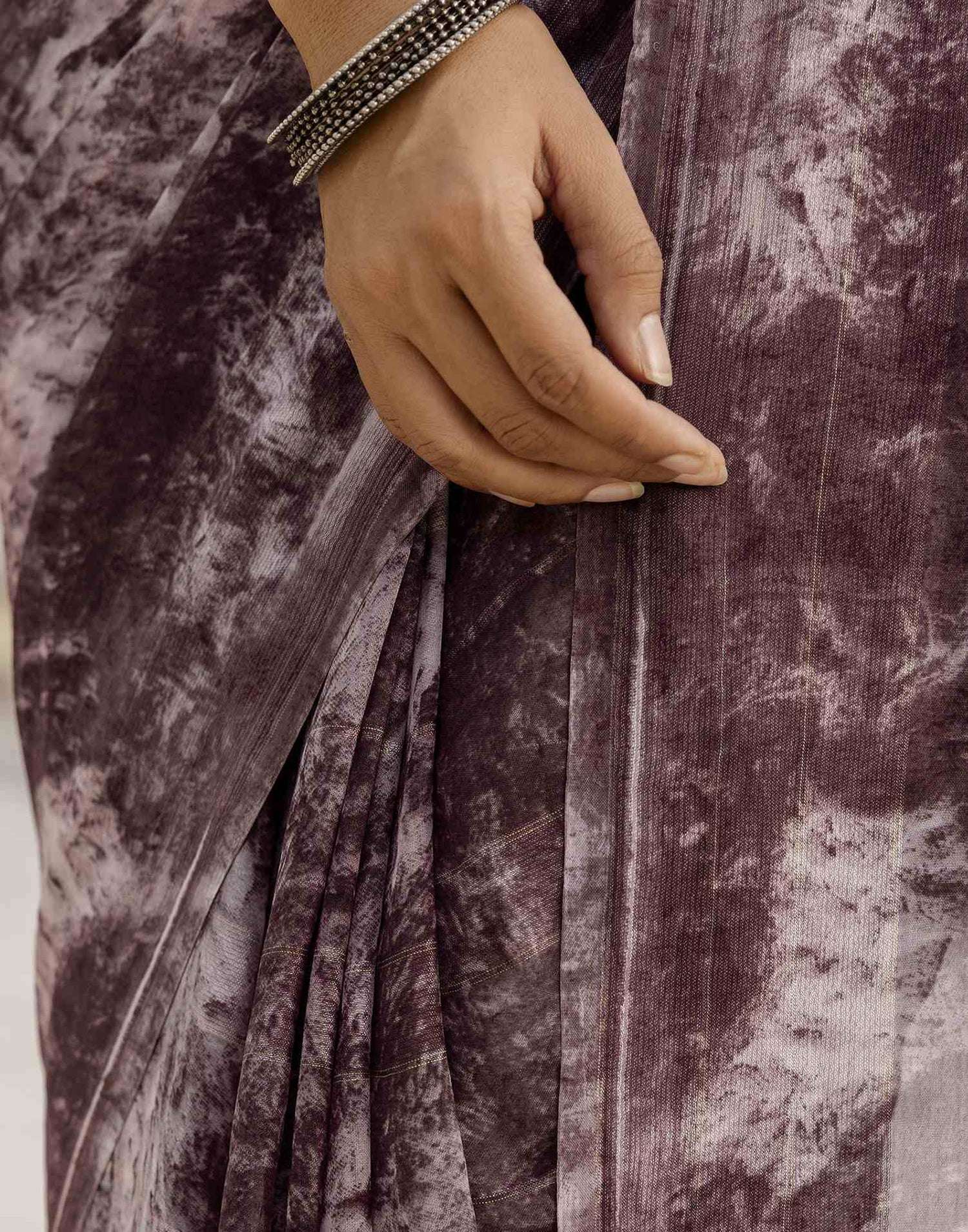 Ready To Wear Dusty Wine Georgette Printed Saree