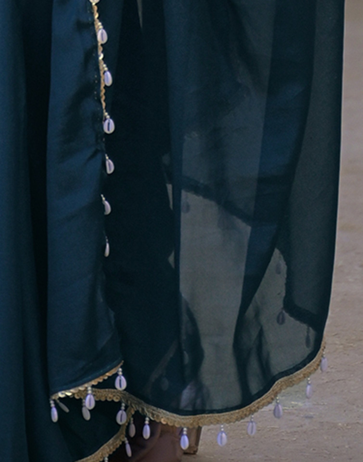 Rama Blue Shimmer Lace Saree