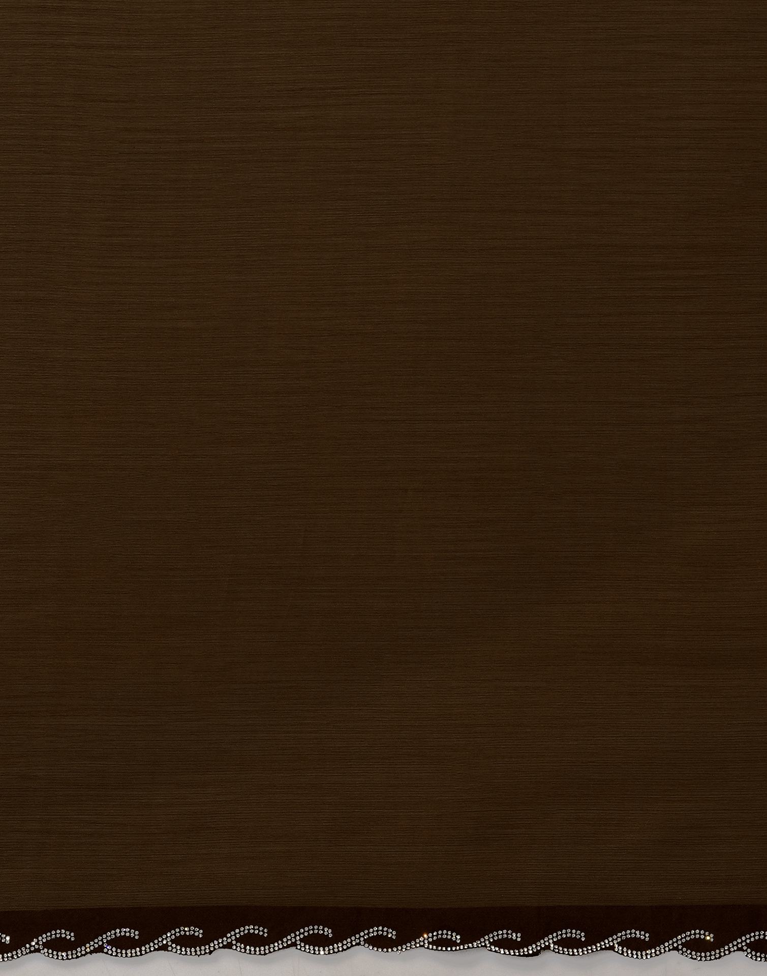 Coffee Brown Chiffon Stone Work Embellished Saree