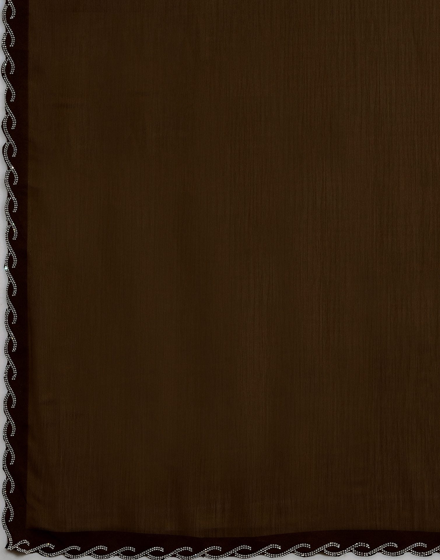 Coffee Brown Chiffon Stone Work Embellished Saree