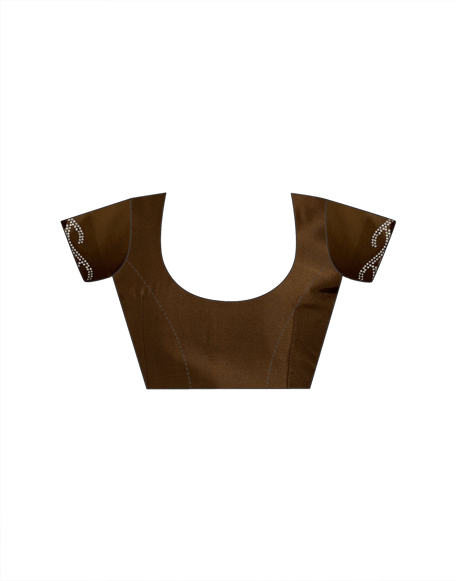 Coffee Brown Chiffon Stone Work Embellished Saree