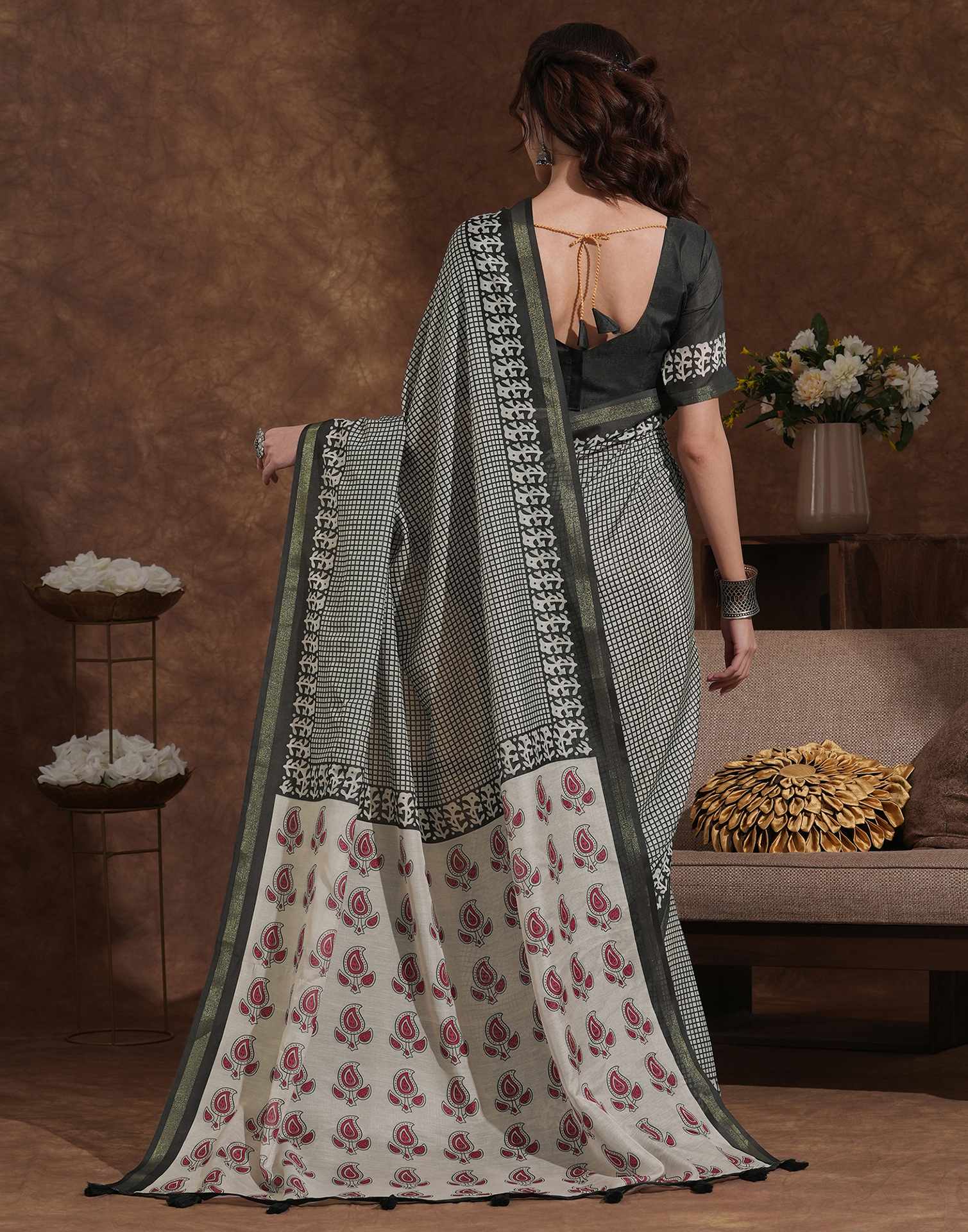 Black Silk Printed Saree