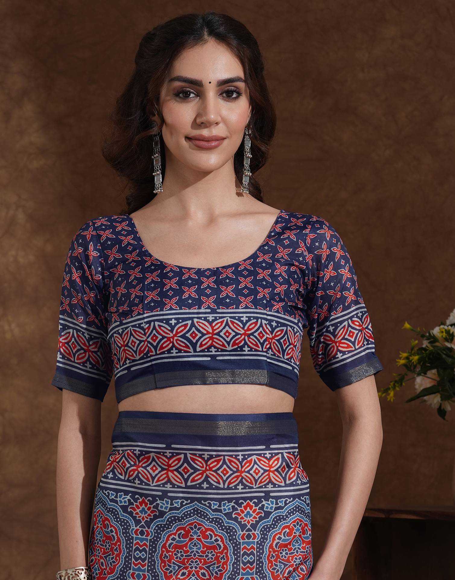 Blue Silk Printed Saree