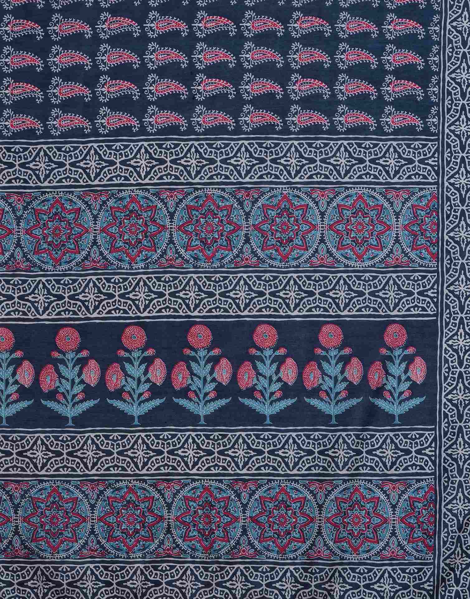 Blue Silk Printed Saree