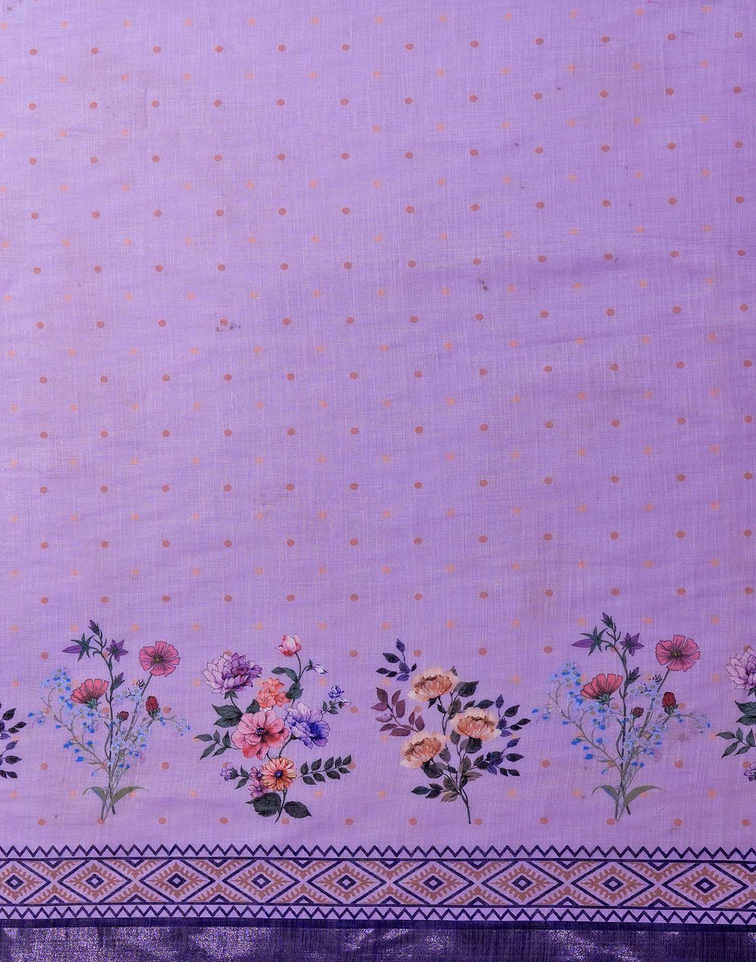 Lavender Linen Woven Printed Saree