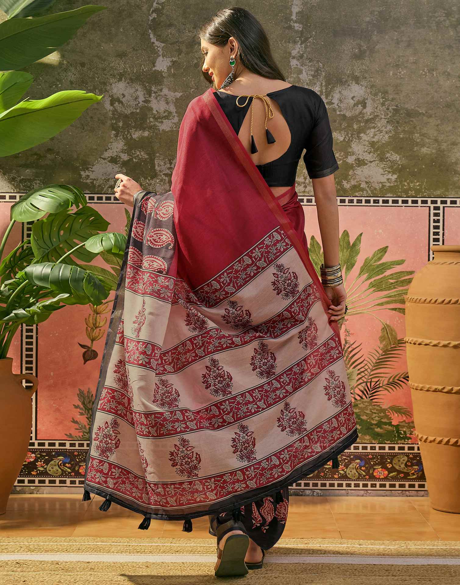 Red Silk Printed Saree