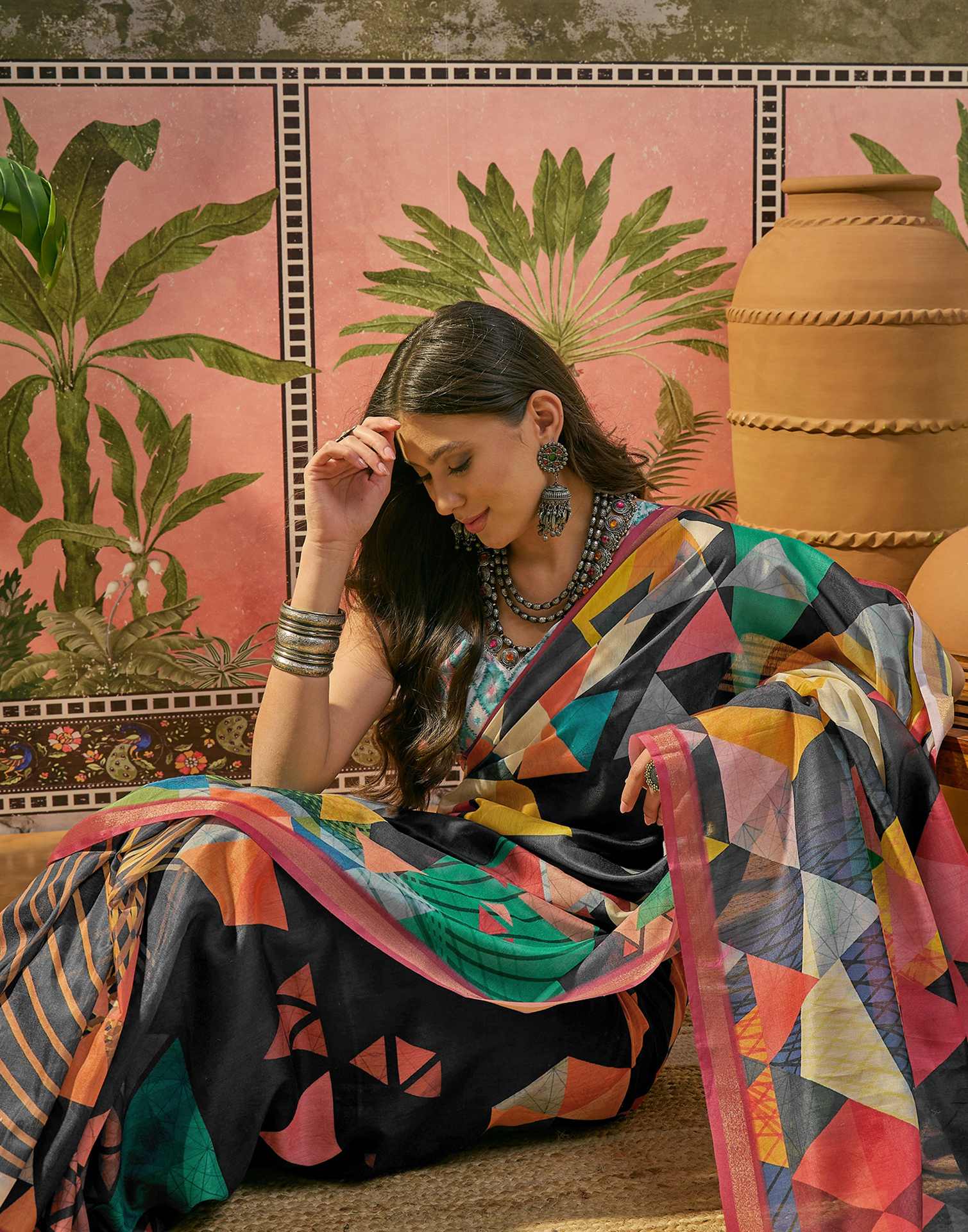 Black Silk Printed Saree