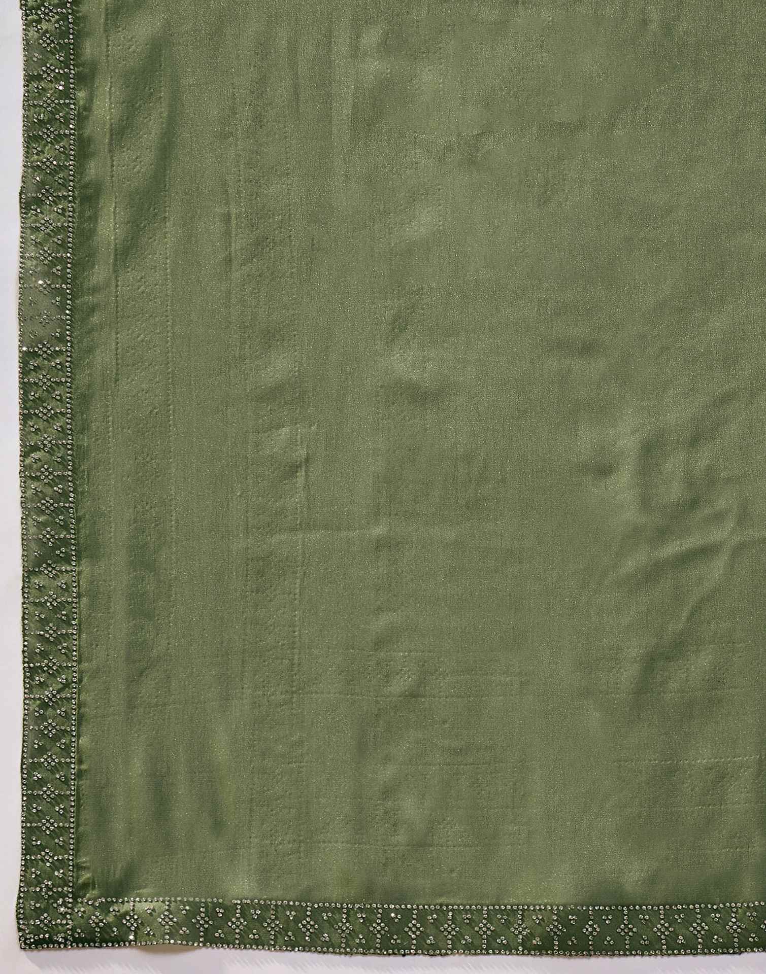 Mehandi Green Shimmer Stone Work Swarovski Saree