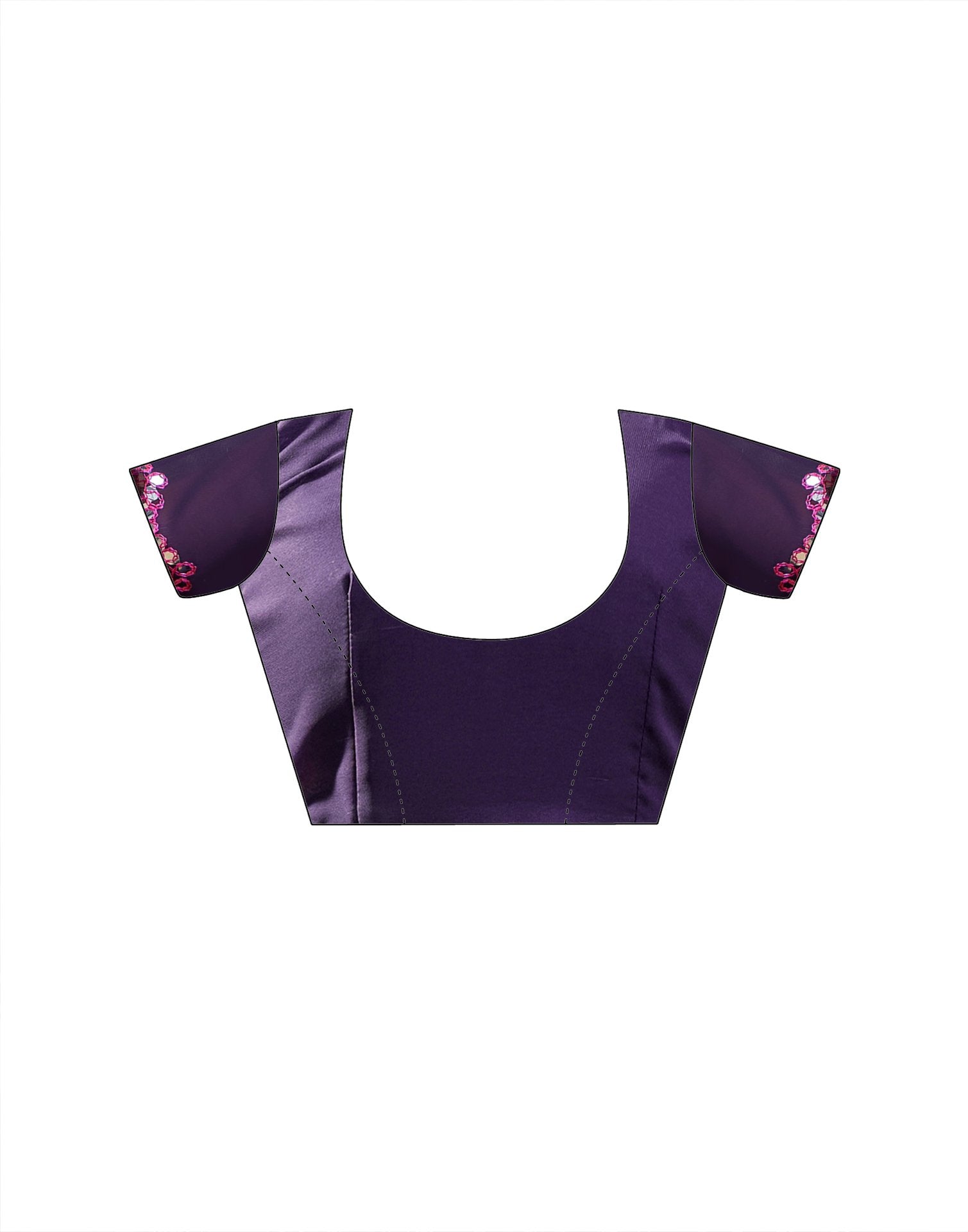 Purple Georgette Printed Mirror Work Saree