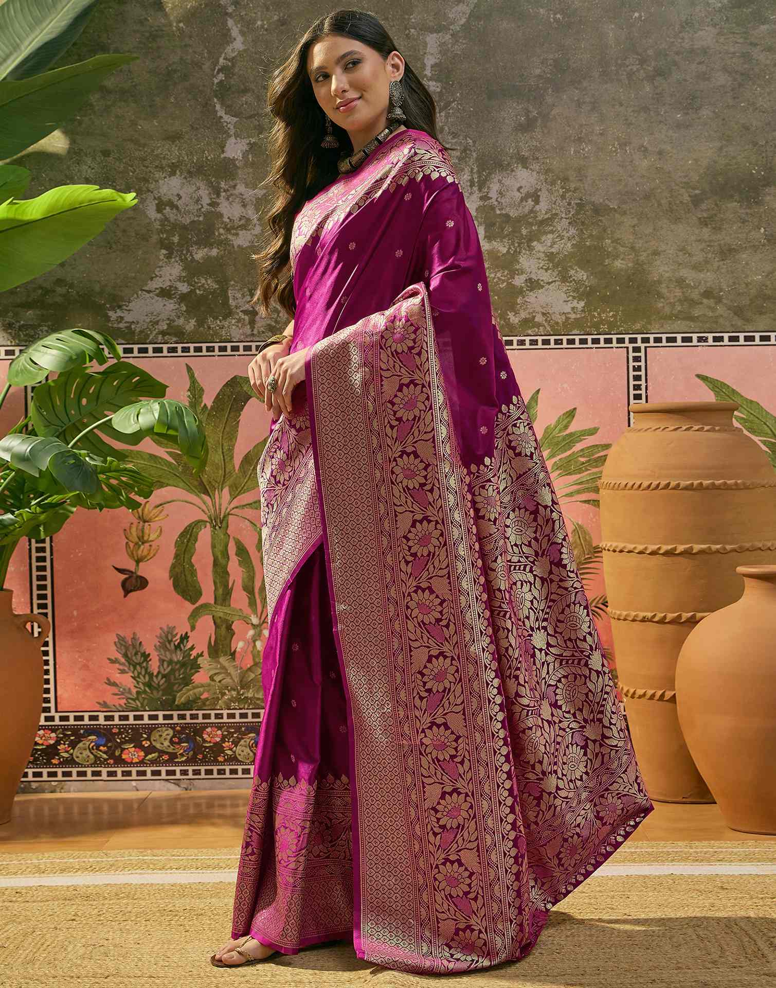 Purple Silk Woven Banarasi Saree