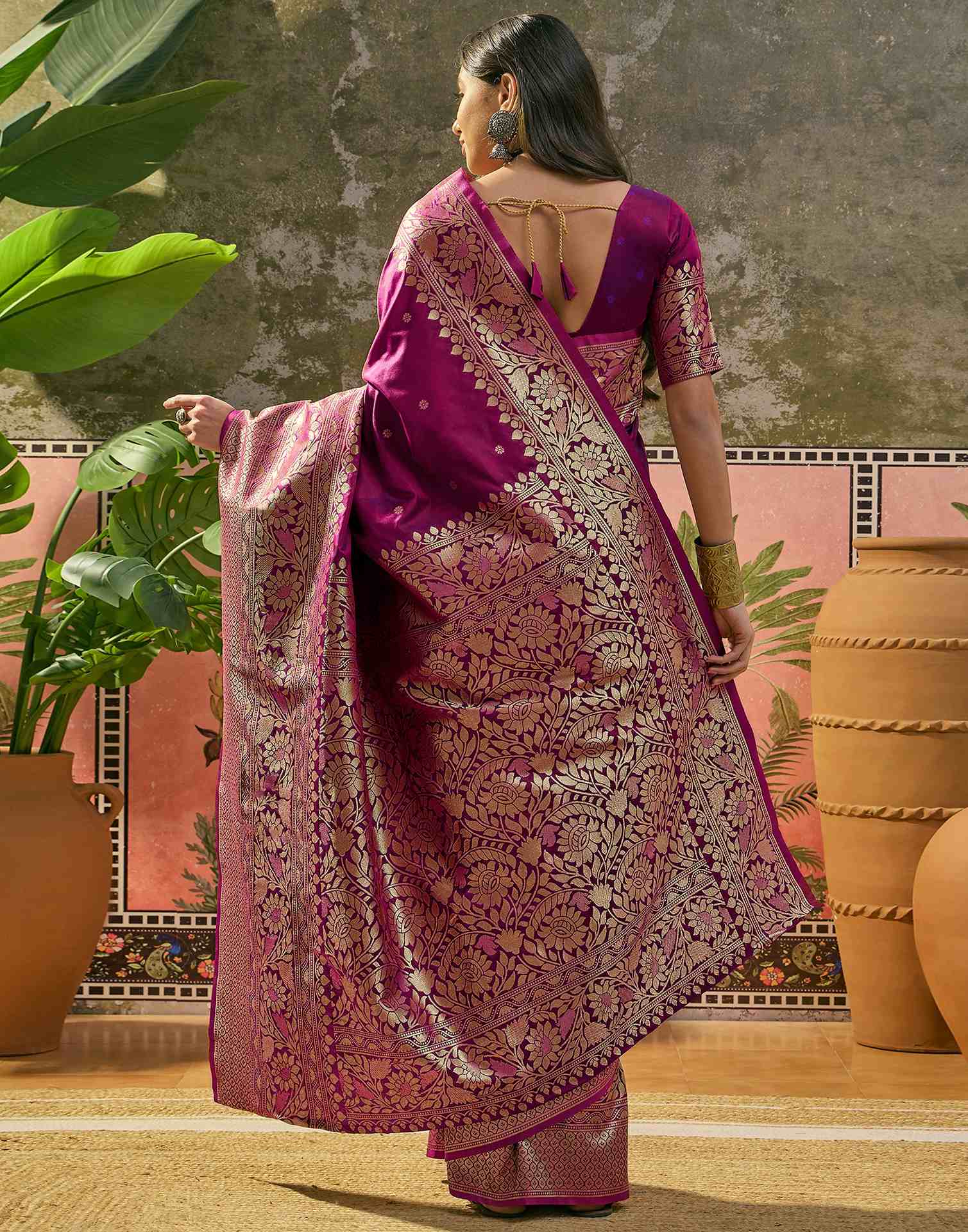 Purple Silk Woven Banarasi Saree
