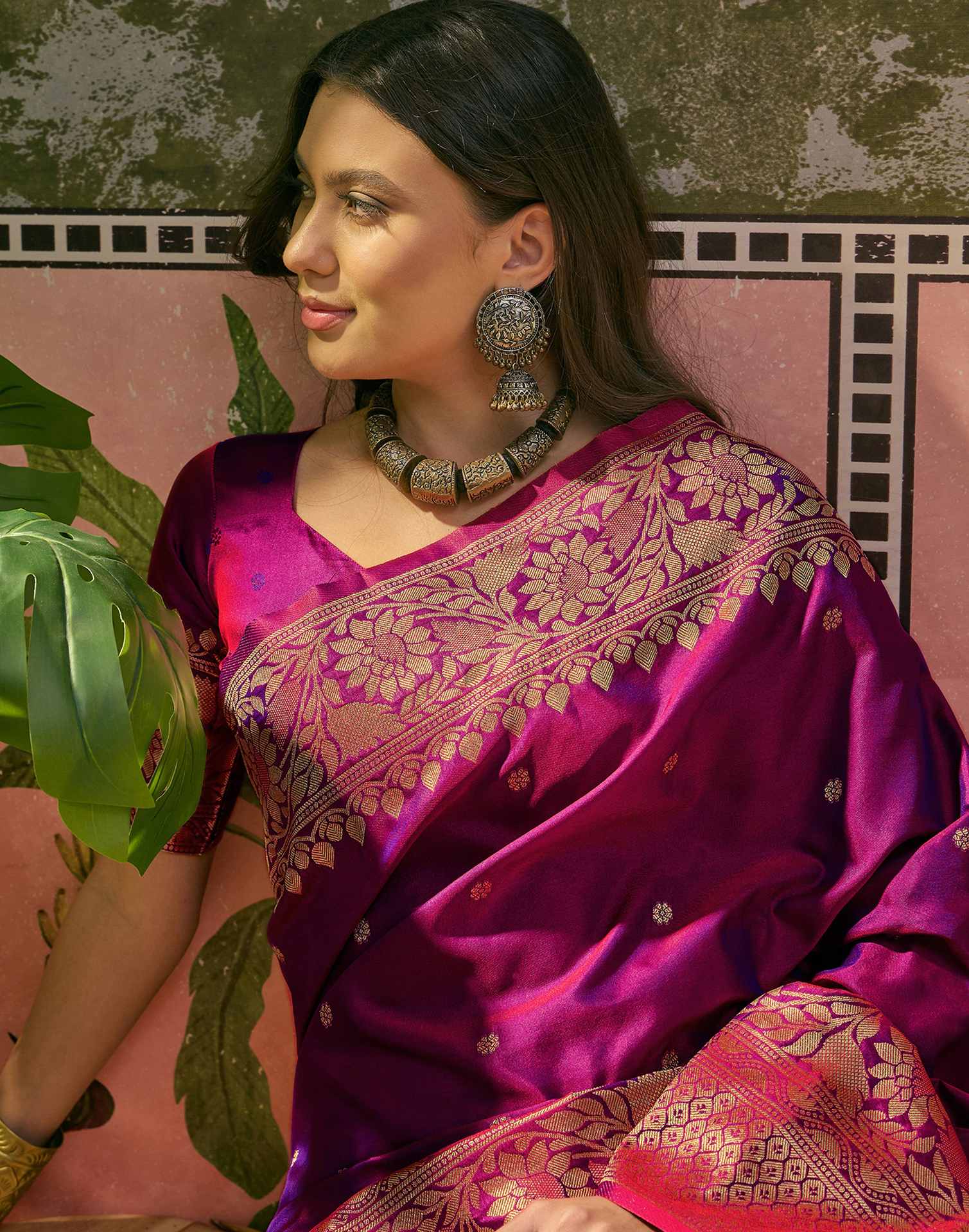 Purple Silk Woven Banarasi Saree