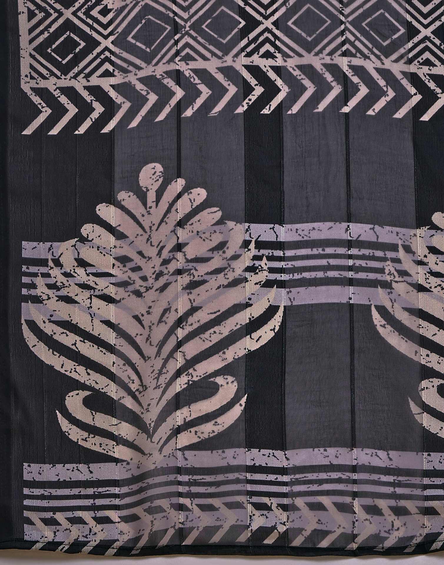 Black Georgette Printed Saree