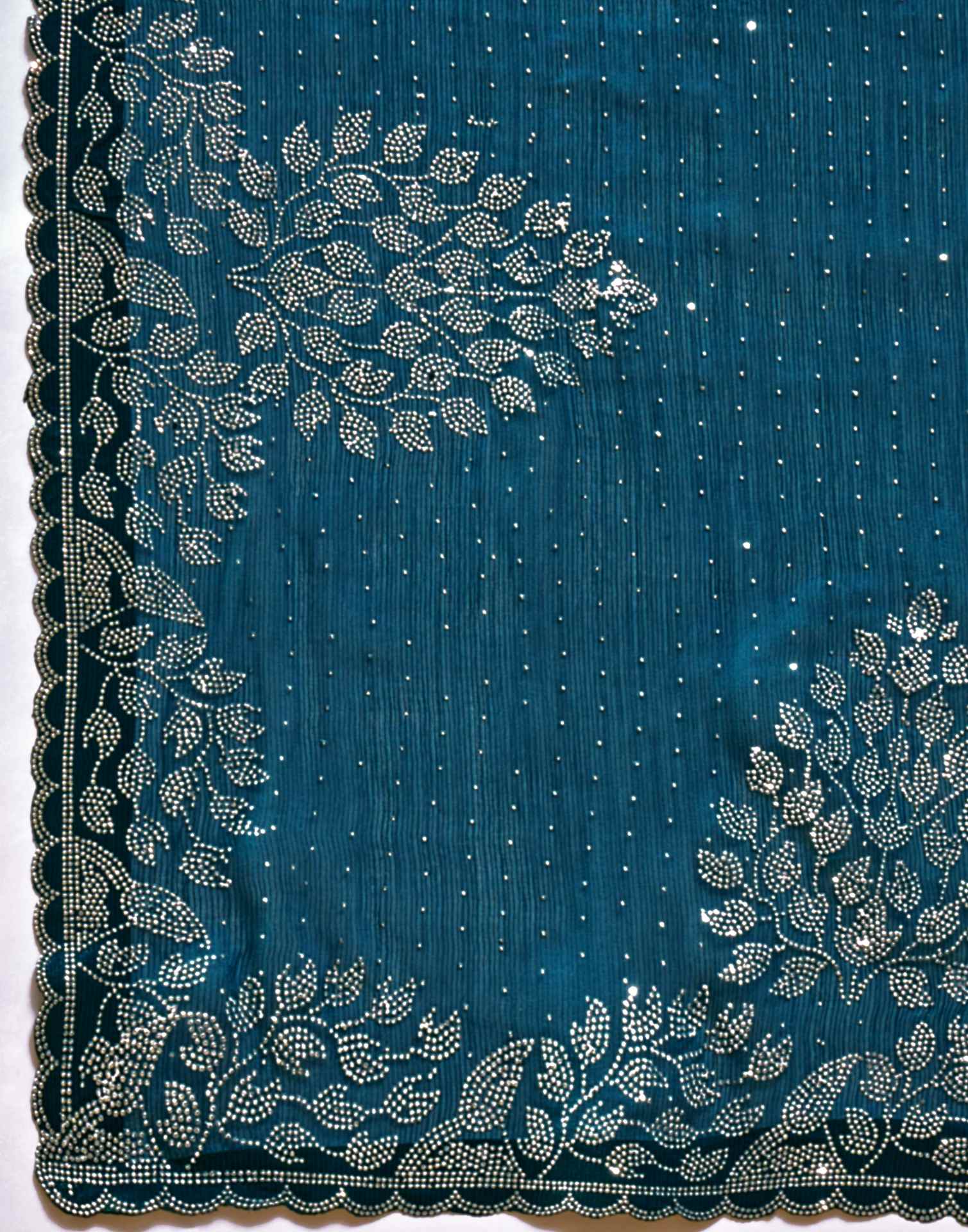 Peacock Blue Shimmer Stone Work Swarovski Saree