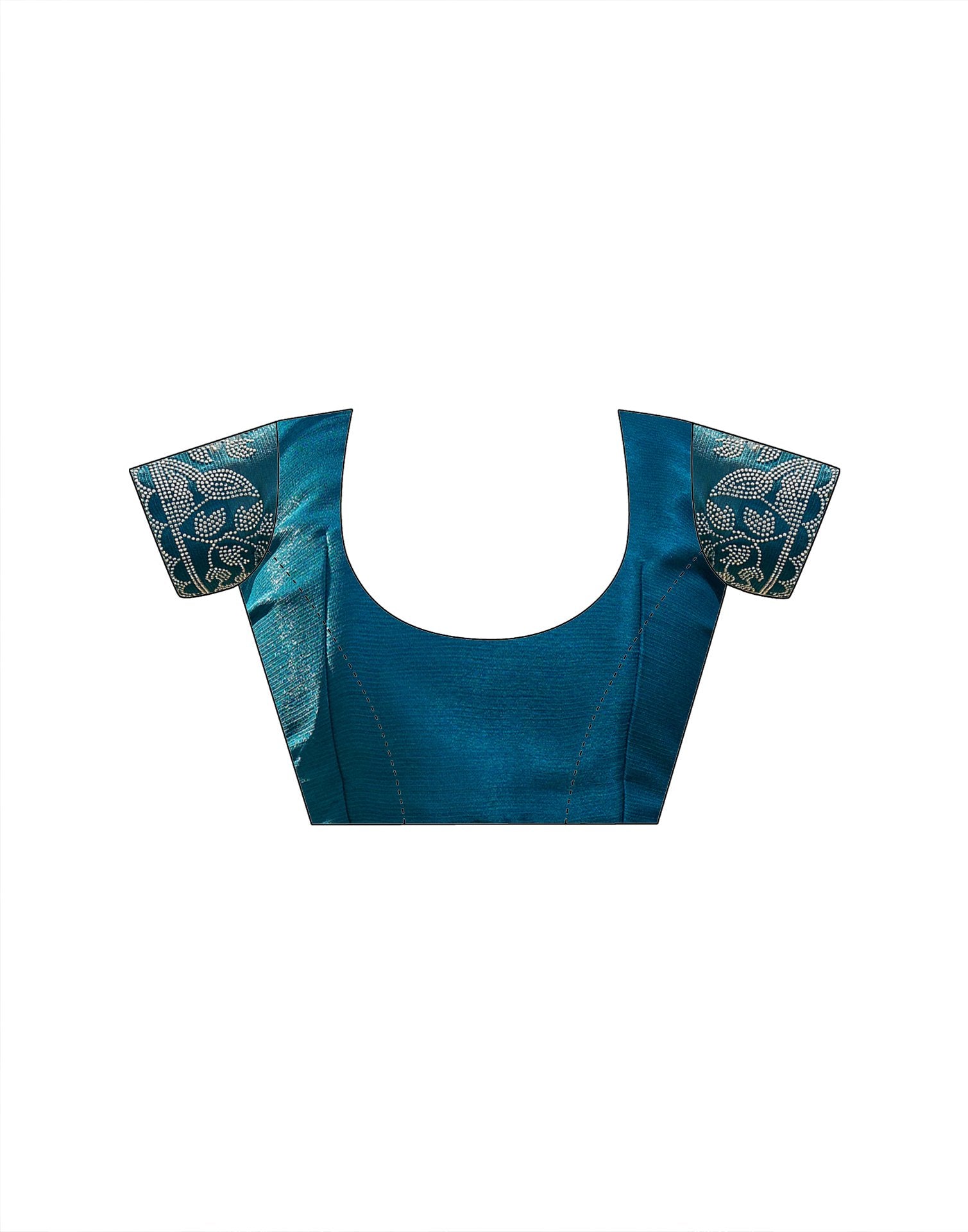 Peacock Blue Shimmer Stone Work Swarovski Saree