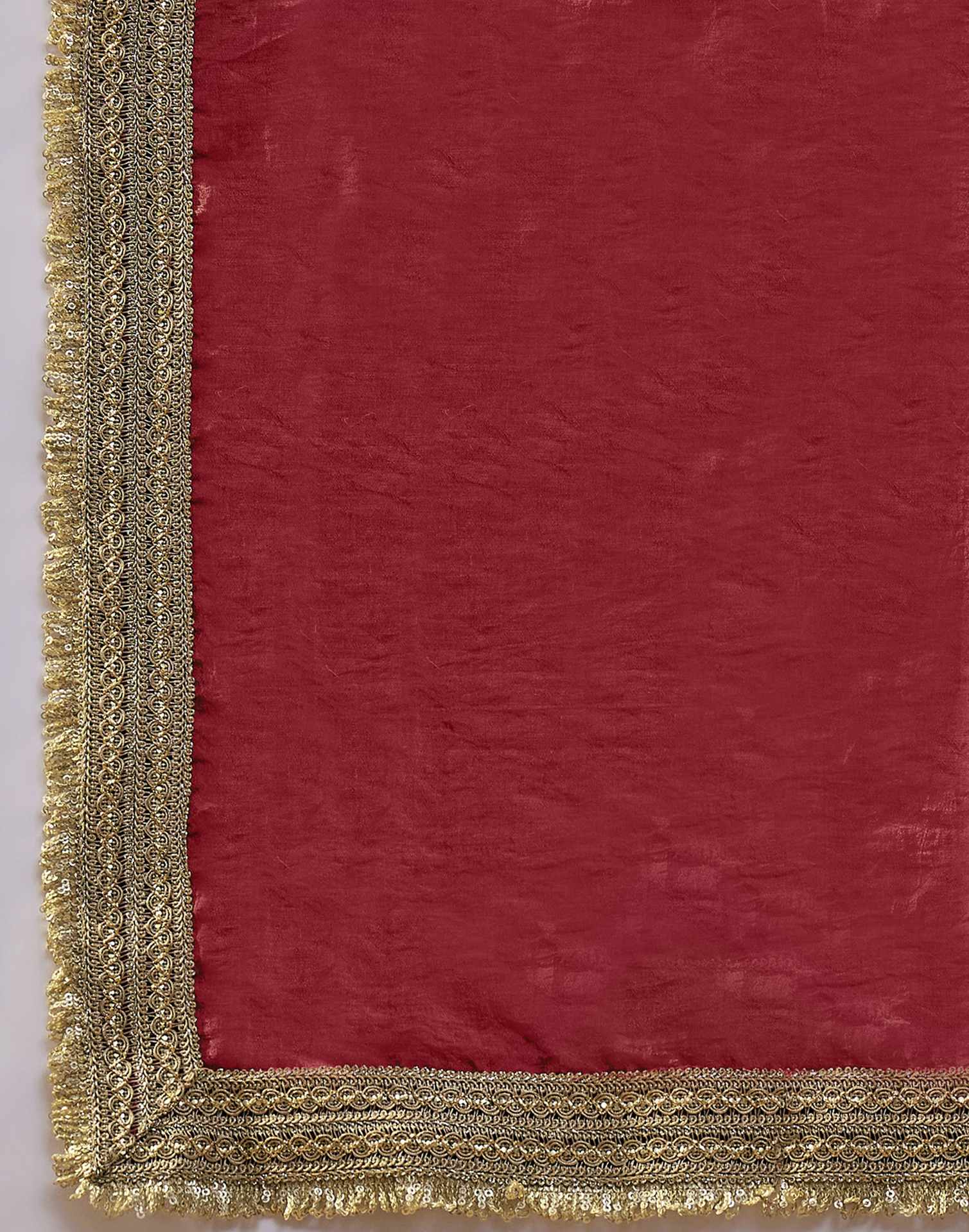 Maroon Tissue Silk Lace Saree