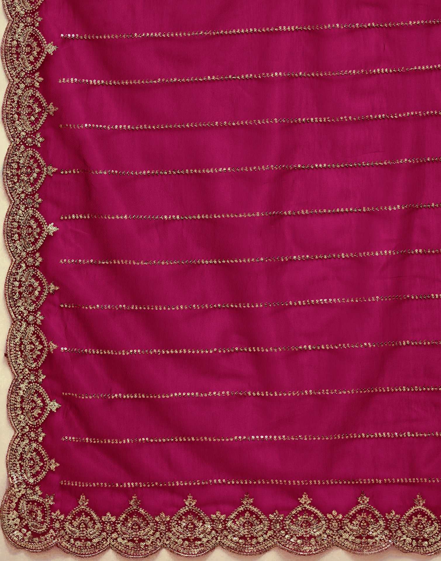 Pink Net Sequence Embroidery Saree