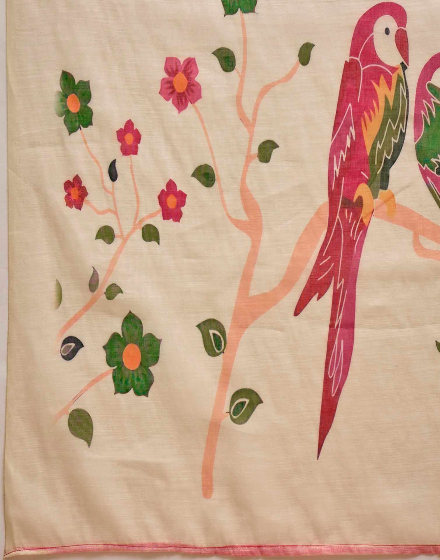 Beige Linen Printed Saree