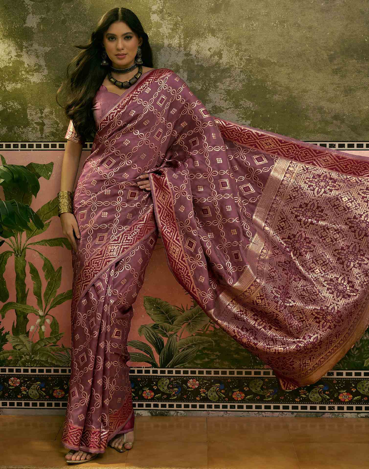 Maroon Silk Woven Patola Saree