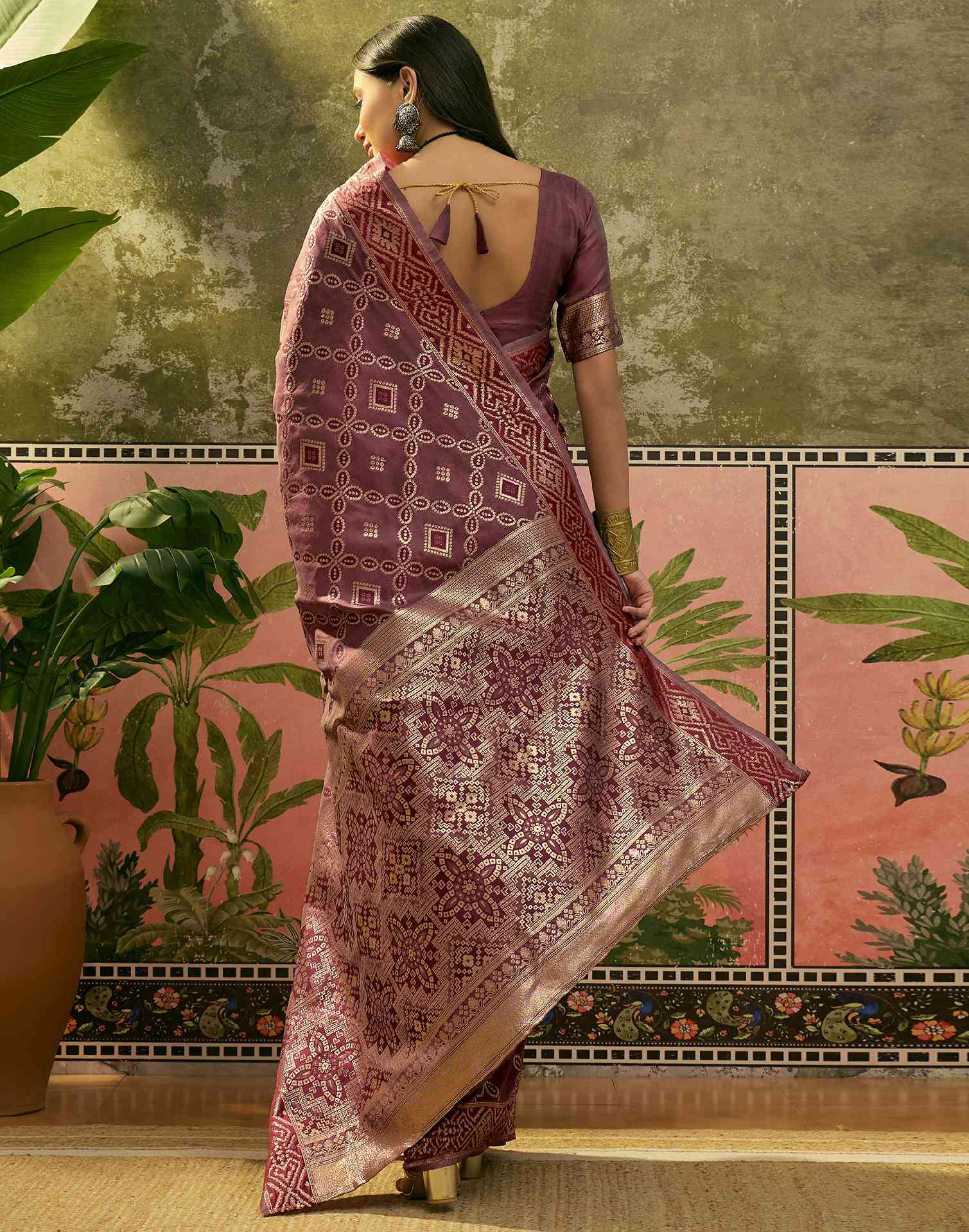Maroon Silk Woven Patola Saree