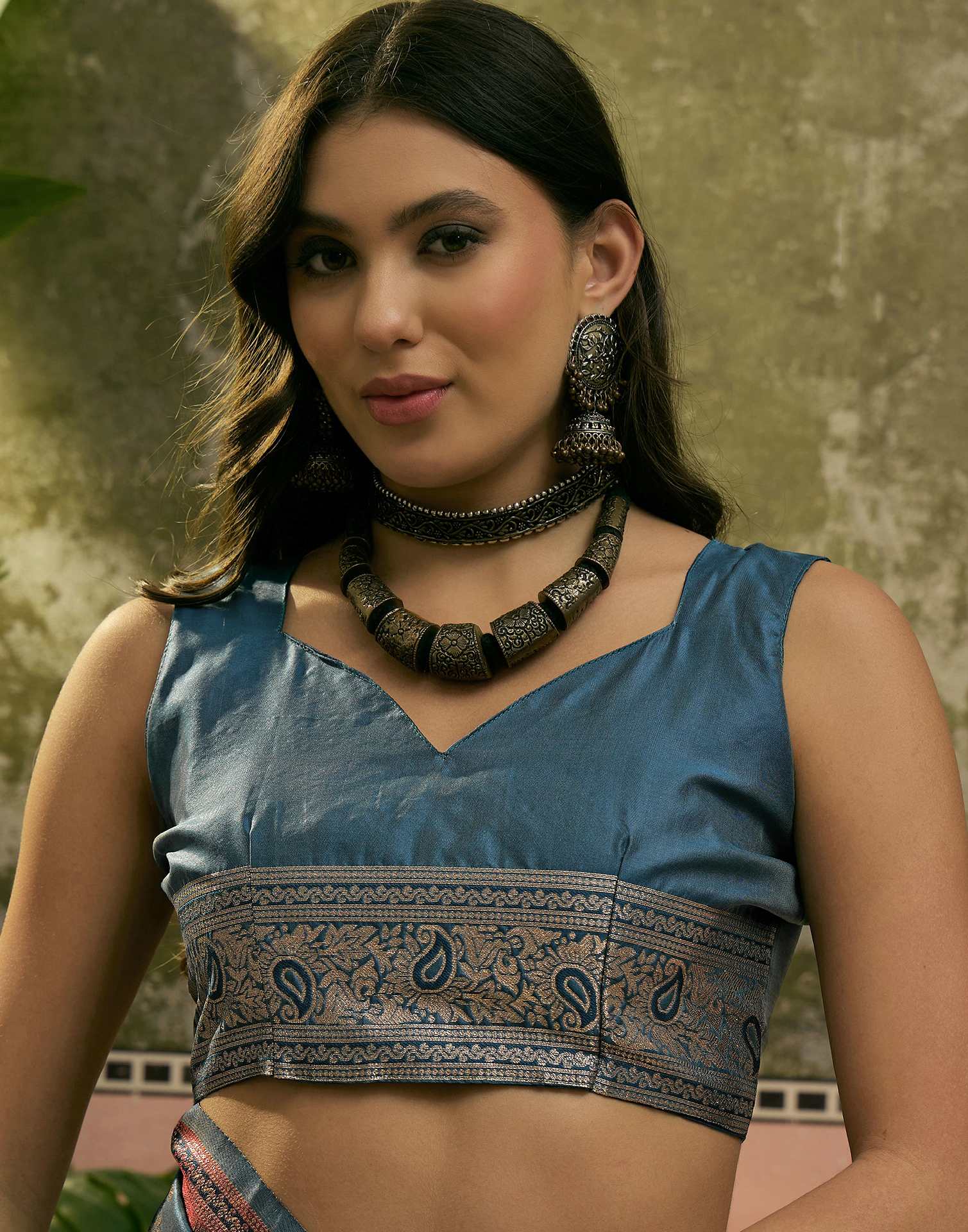 Teal Blue Silk Woven Saree