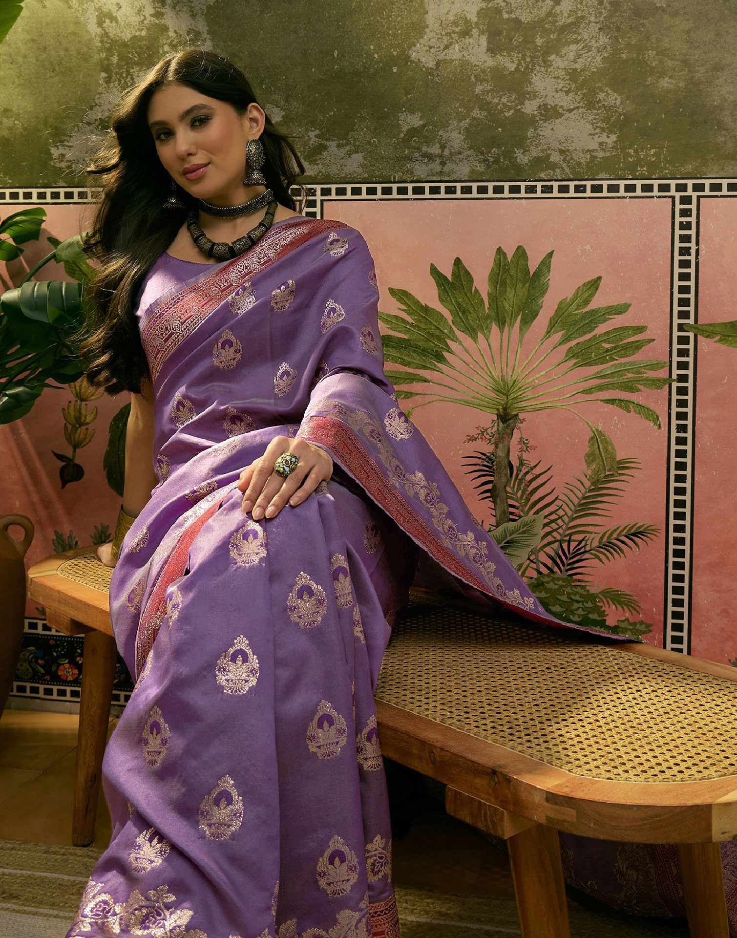 Purple Silk Woven Saree