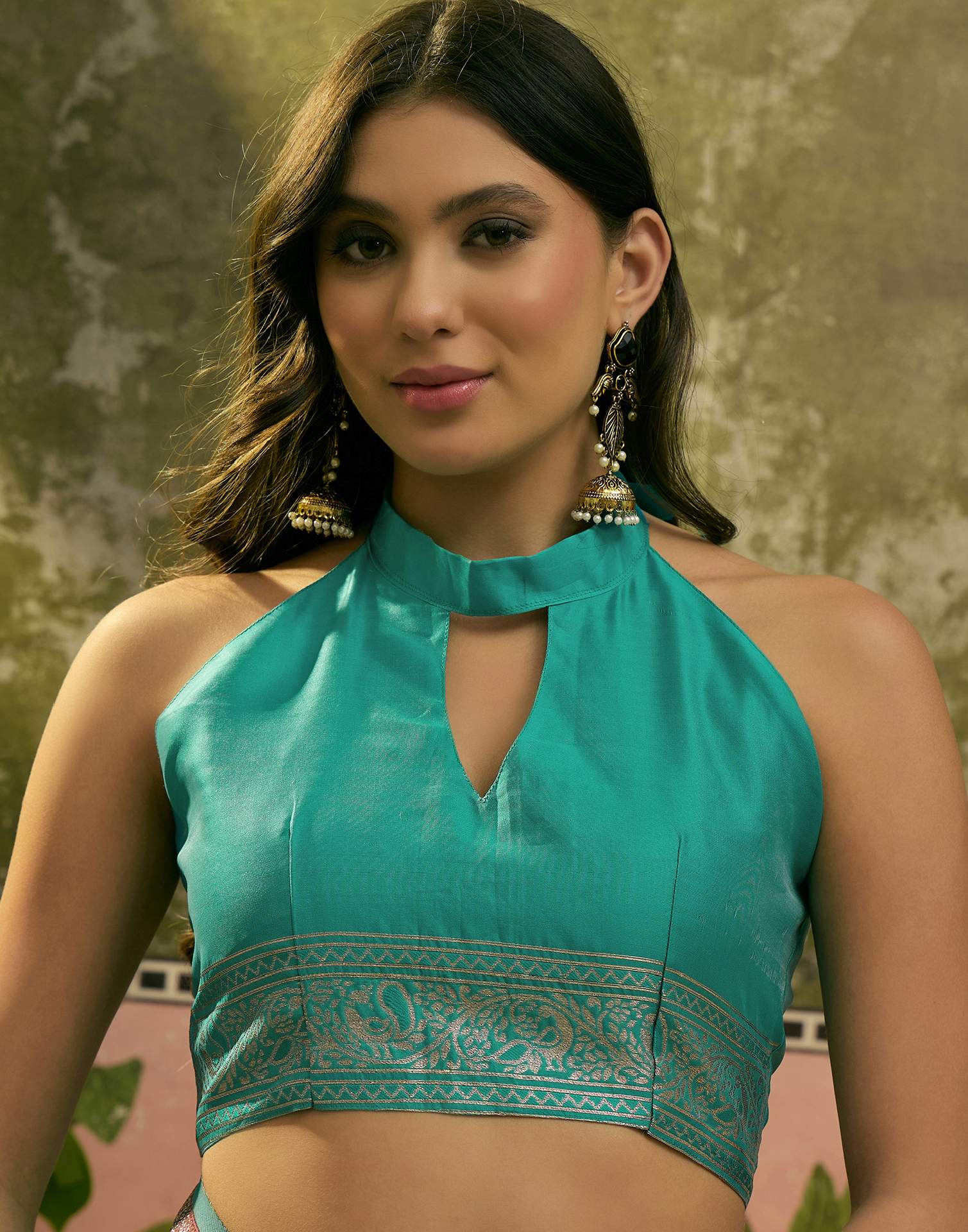 Teal Green Silk Woven Saree