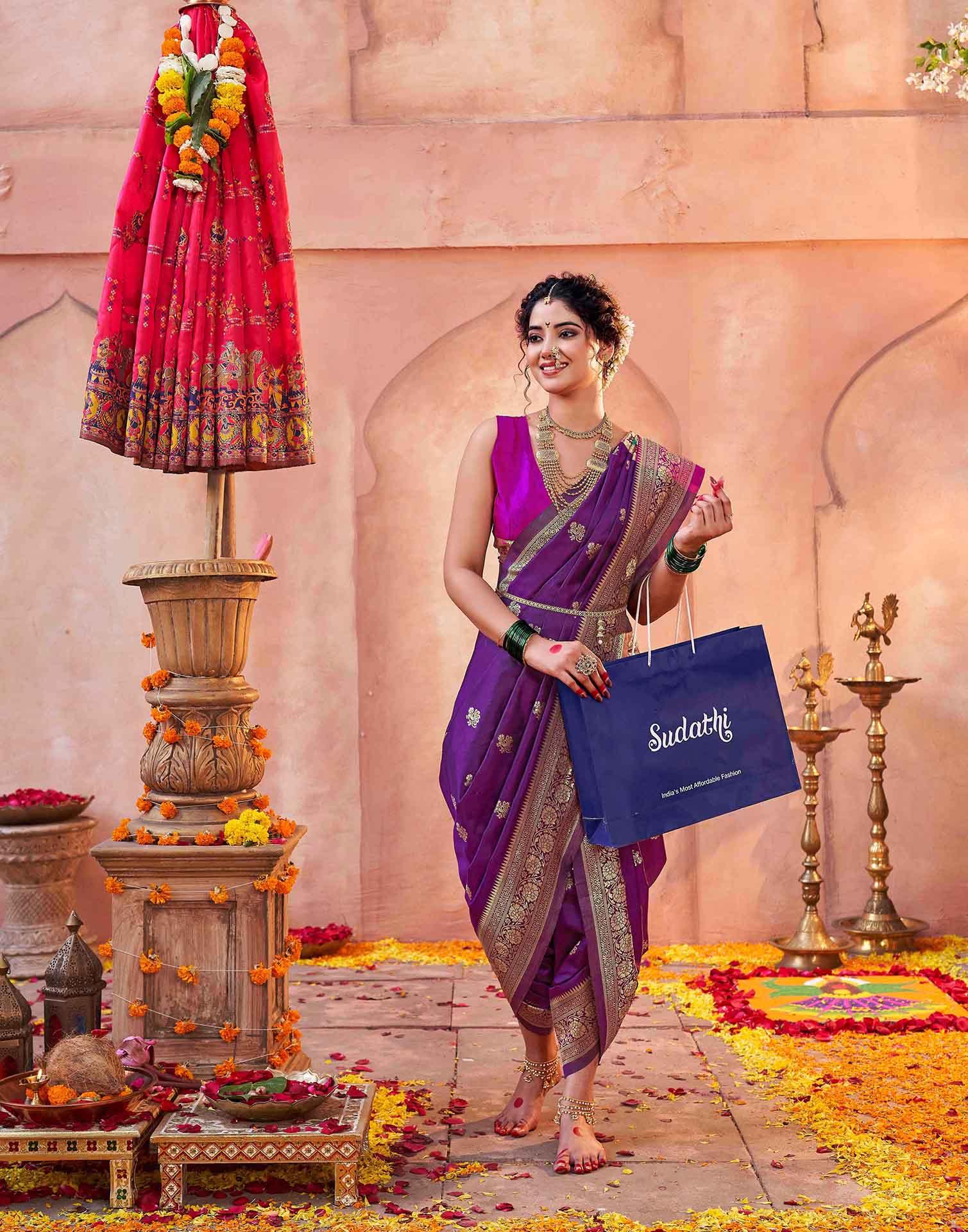 Dark Purple Silk Woven Paithani Saree