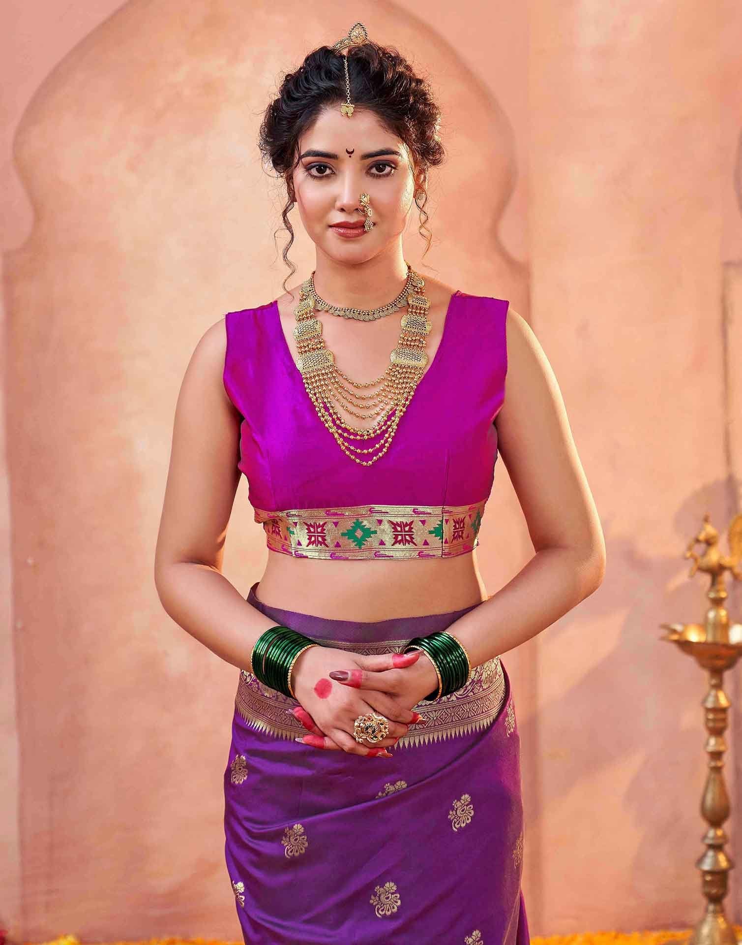 Dark Purple Silk Woven Paithani Saree