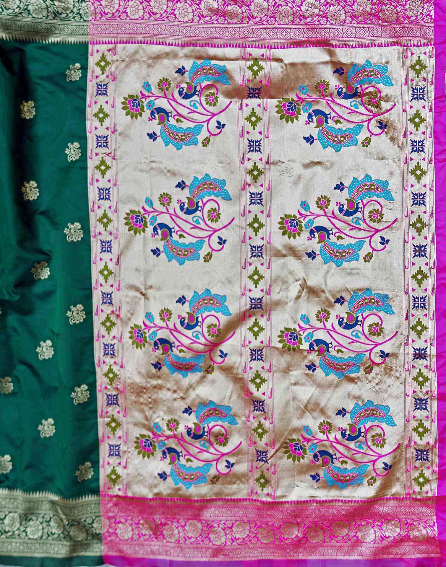 Dark Green Silk Woven Paithani Saree