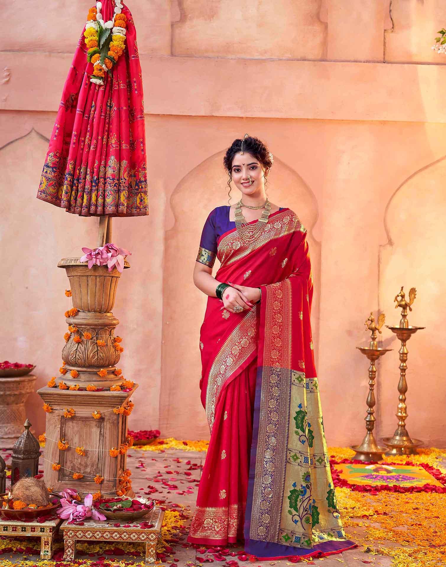 Red Silk Woven Paithani Saree