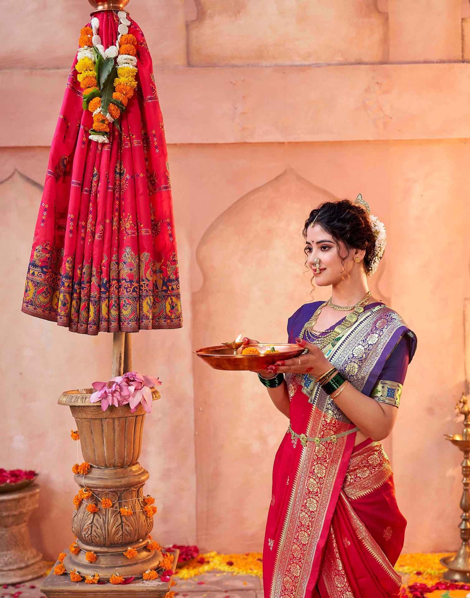 Red Silk Woven Paithani Saree