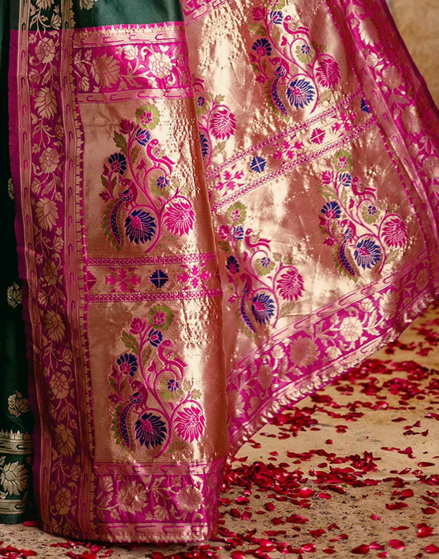 Dark Green Silk Woven Paithani Saree