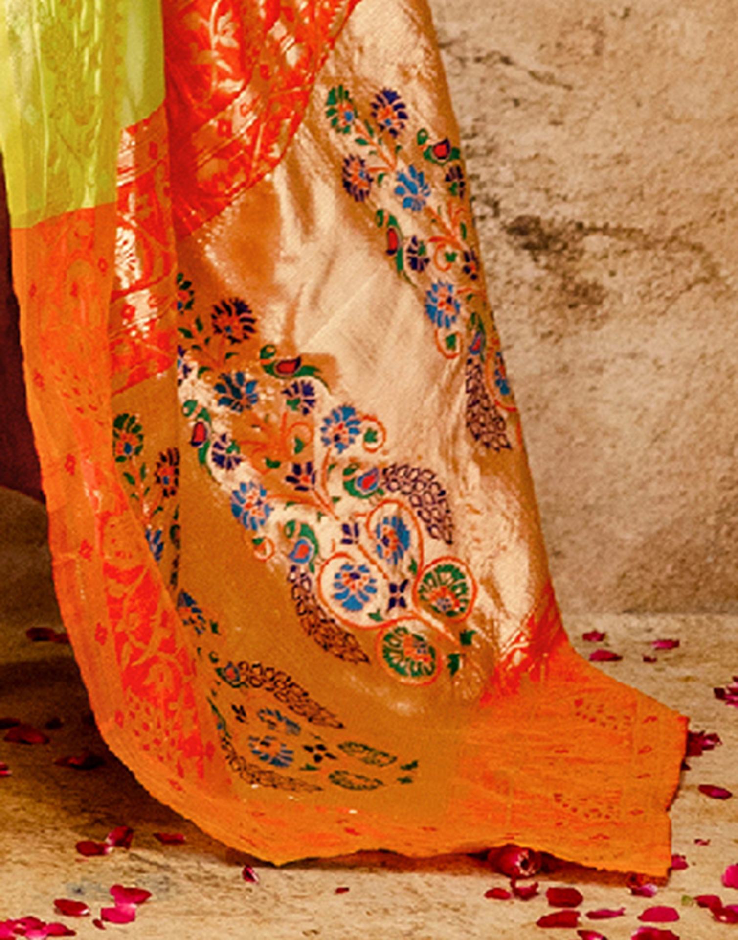 Lime Green Silk Woven Paithani Saree