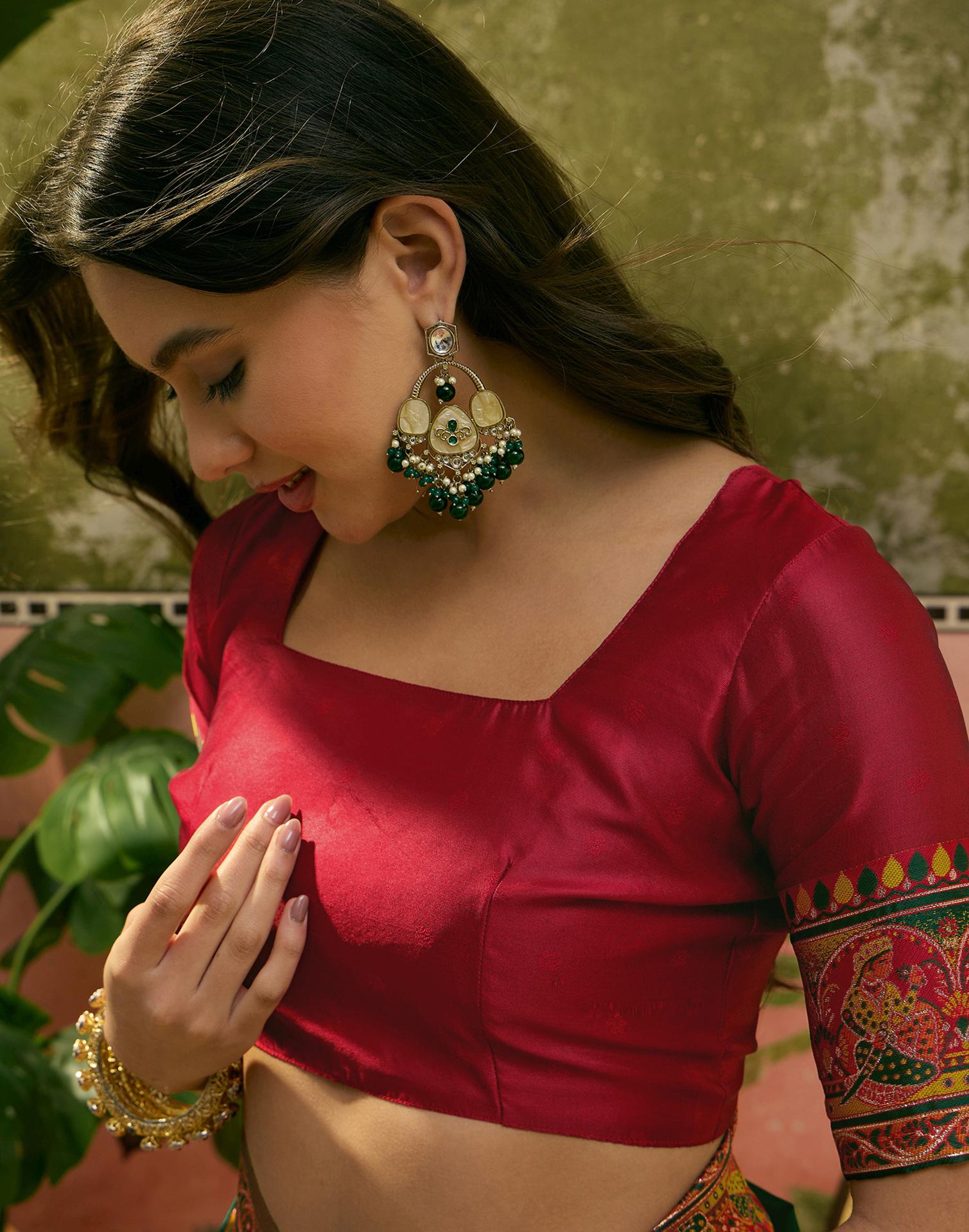 Dark Green Silk Woven Kalamkari Saree