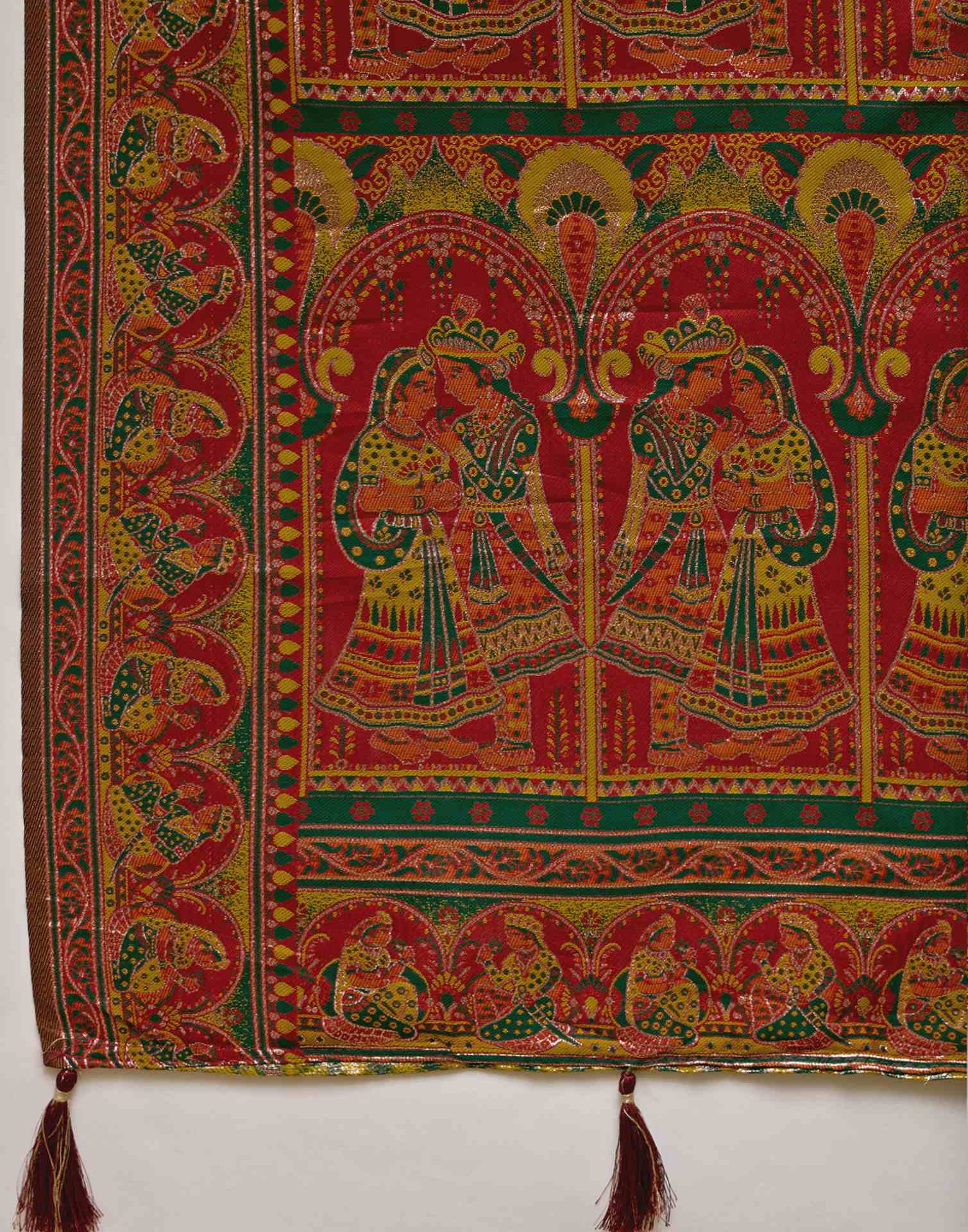 Dark Green Silk Woven Kalamkari Saree