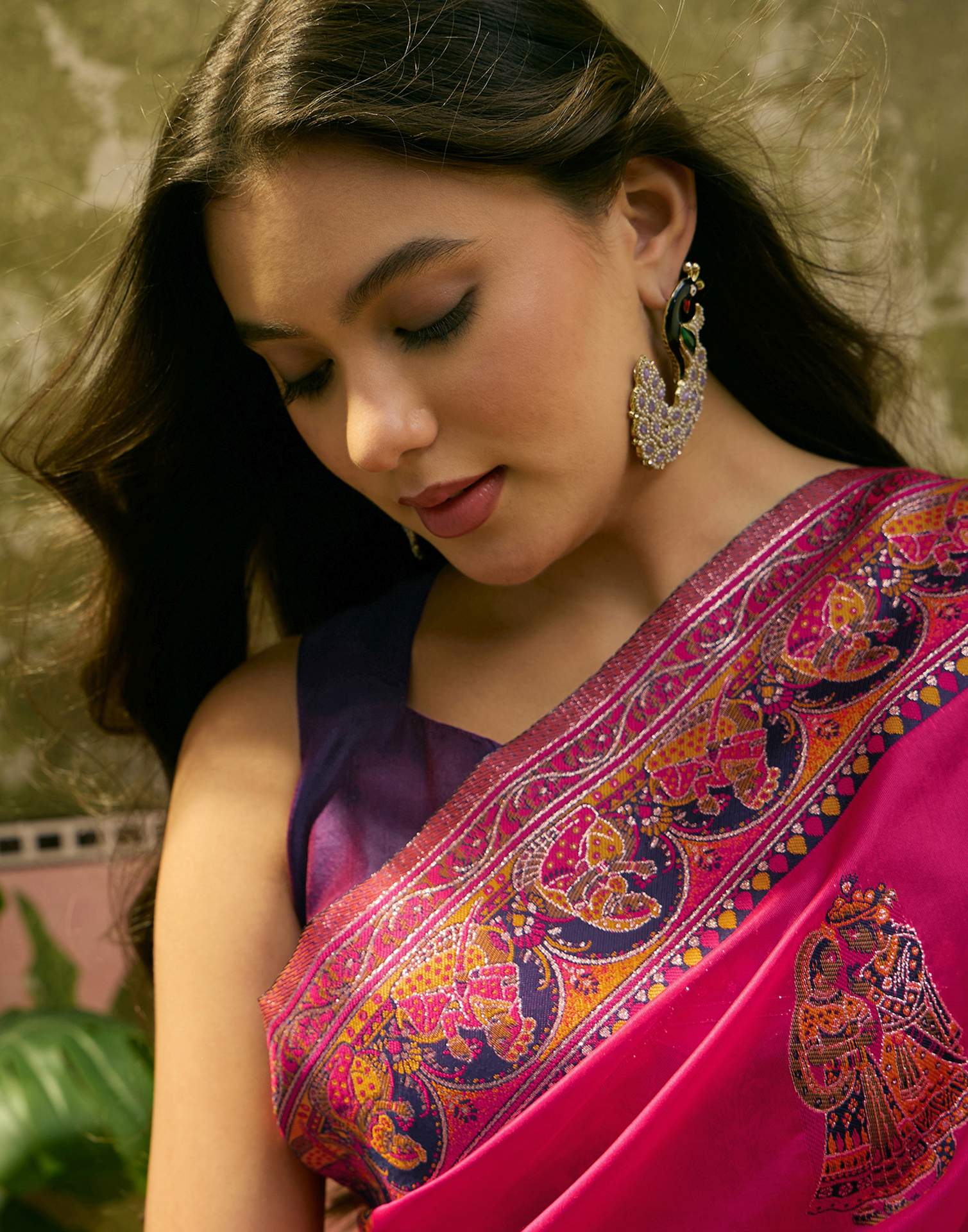 Pink Silk Woven Kalamkari Saree