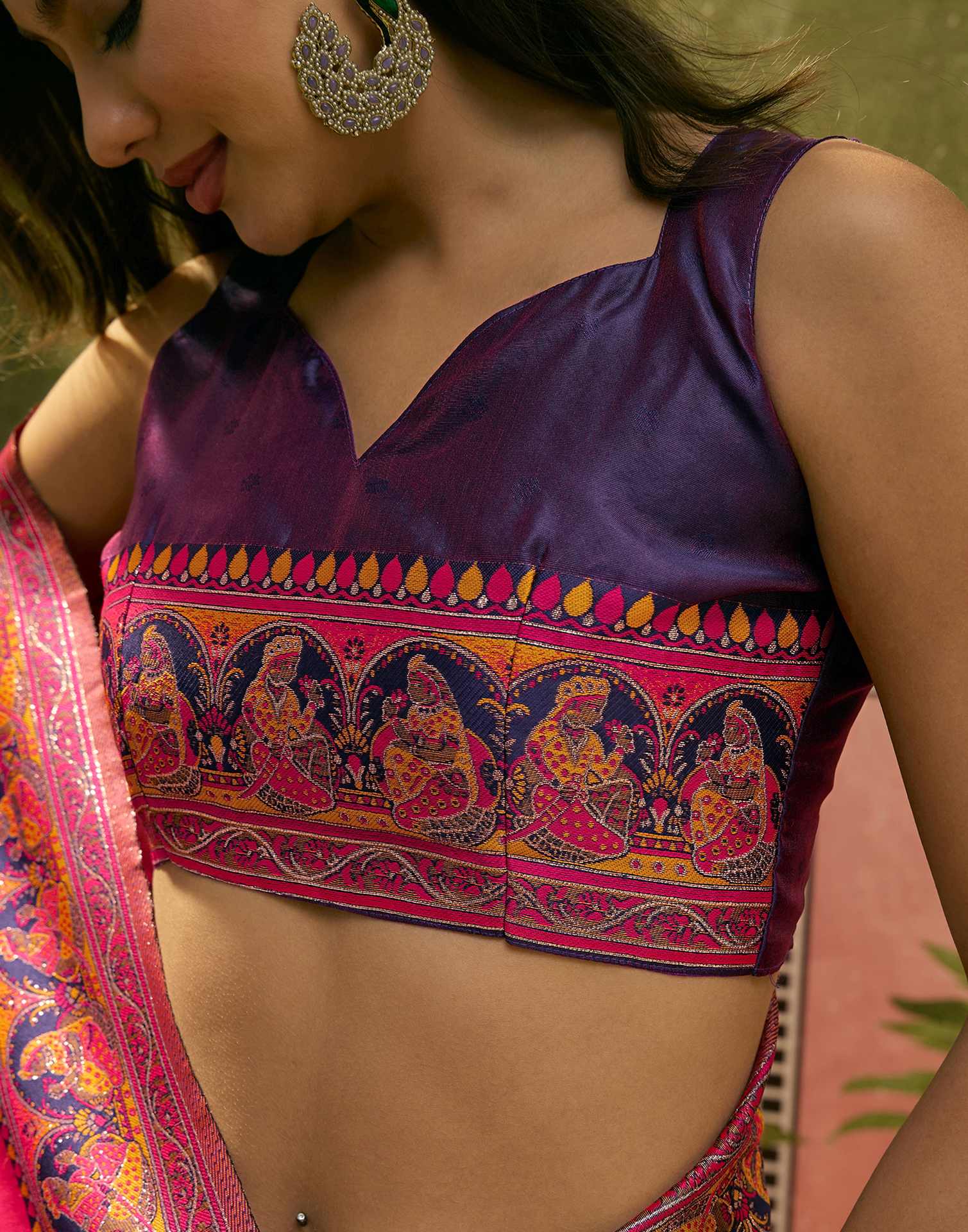 Pink Silk Woven Kalamkari Saree
