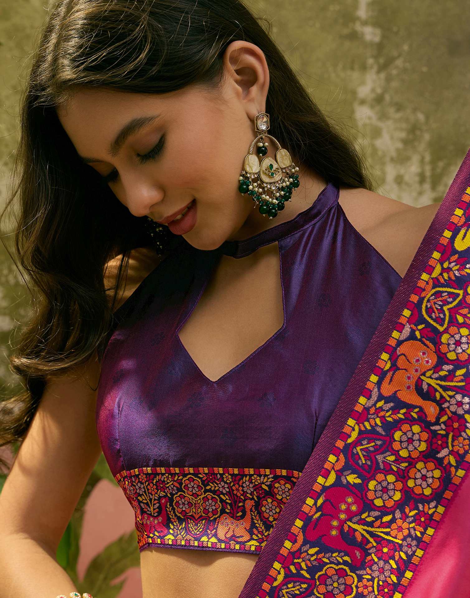 Rani Pink Silk Woven Kalamkari Saree