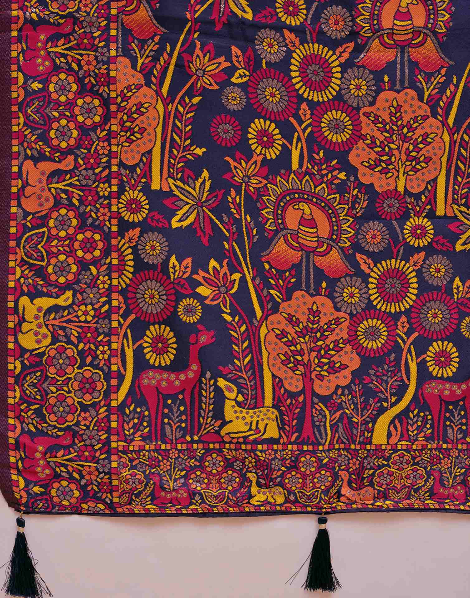 Rani Pink Silk Woven Kalamkari Saree